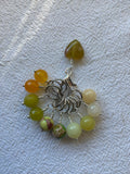 Maskemarkør sæt grønt Jade hjerte, Calsit Gul Jade Peridot, Sea sediment grøn og Gul jade. Forgyldte markører der passer på op til 7 mm pinde.