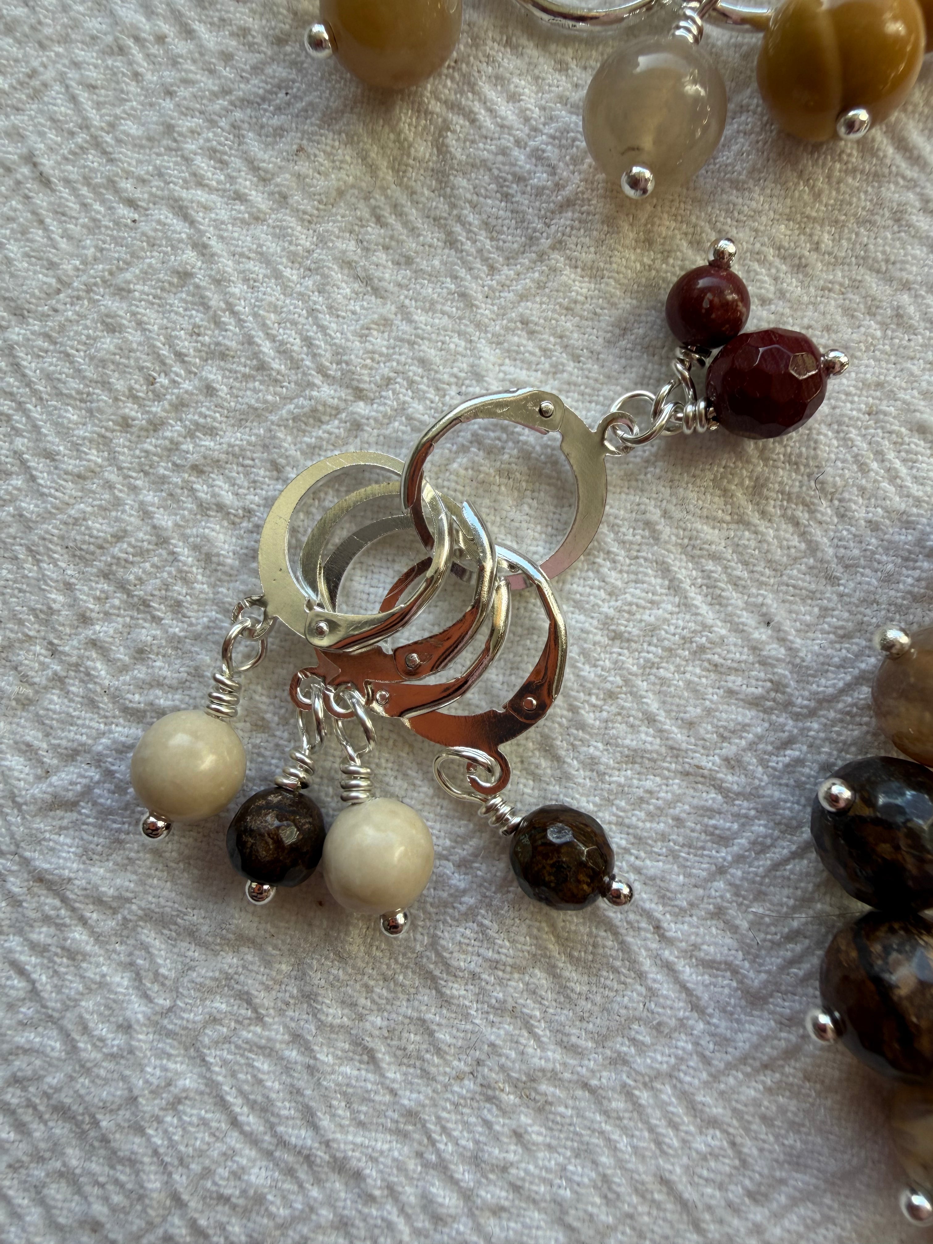 Maskemarkør sæt Dråbe Chrysantemum fossil- Ocean fossil, Solsten, Bronzit og Mookite - Forgyldt luksus - 11x 7mm, 5x10mm og 5x åbenlukkelige markører