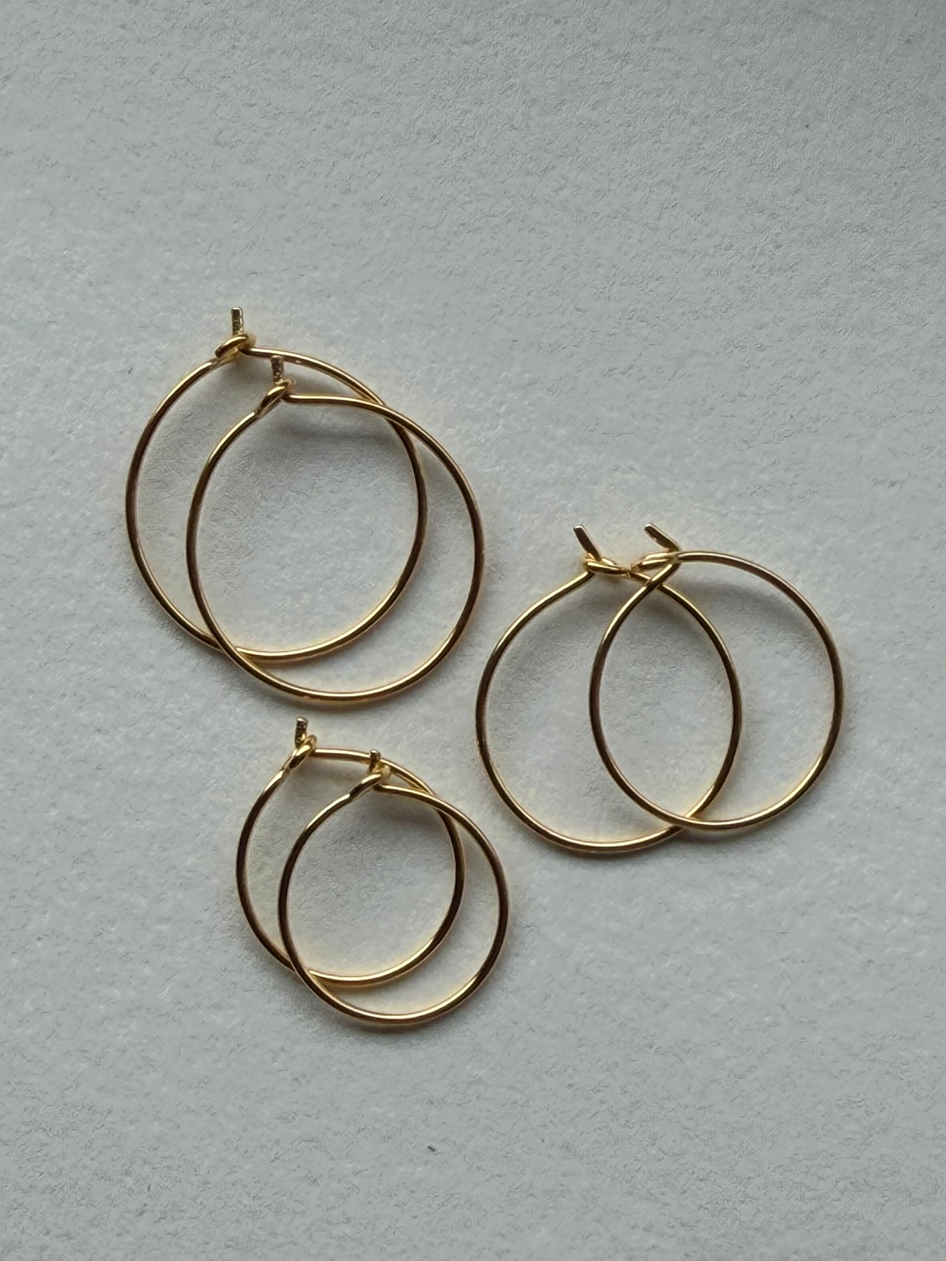 Creoler Hoops sterlingsølv forgyldt et par 15mm, 18mm eller 20mm