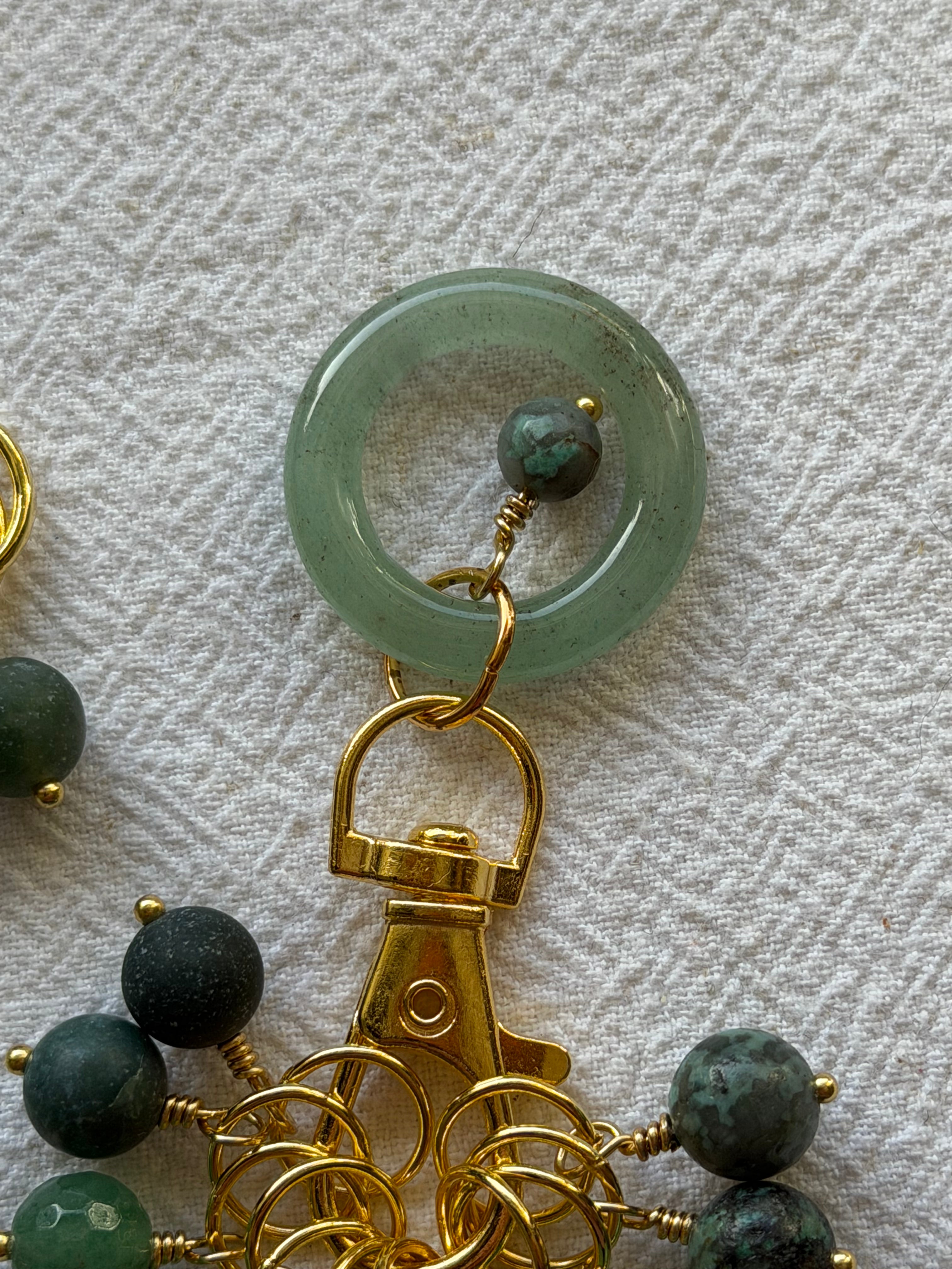 Maskemarkør sæt Aventurin, Mosagat, Afrikansk Turkis og Jade - Forgyldt luksus - 11x 7mm, 5x10mm og 5x åbenlukkelige markører