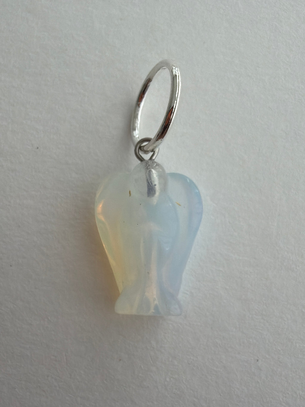 Maskemarkør engel Moonstone ca 25x15x9 mm, forsølvet 10 eller 12 mm