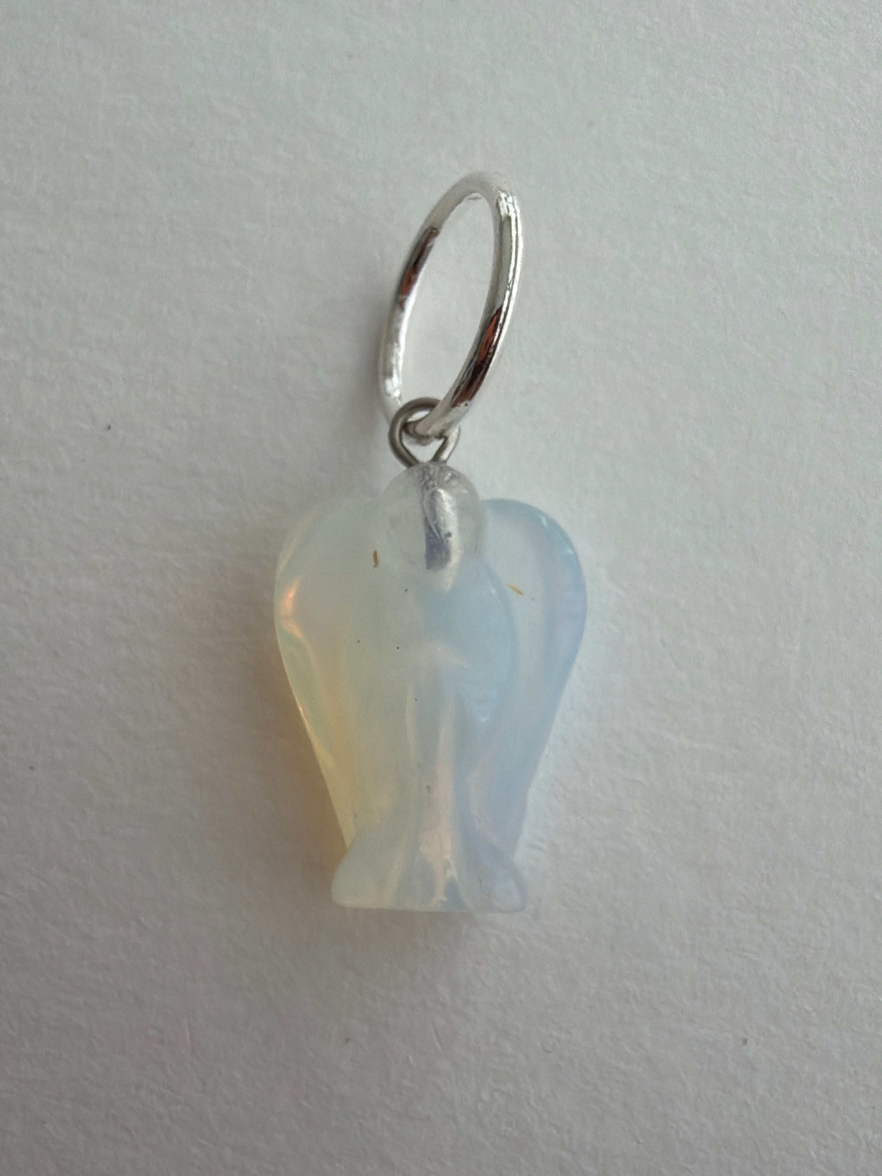 Maskemarkør engel Moonstone ca 25x15x9 mm, forsølvet 10 eller 12 mm
