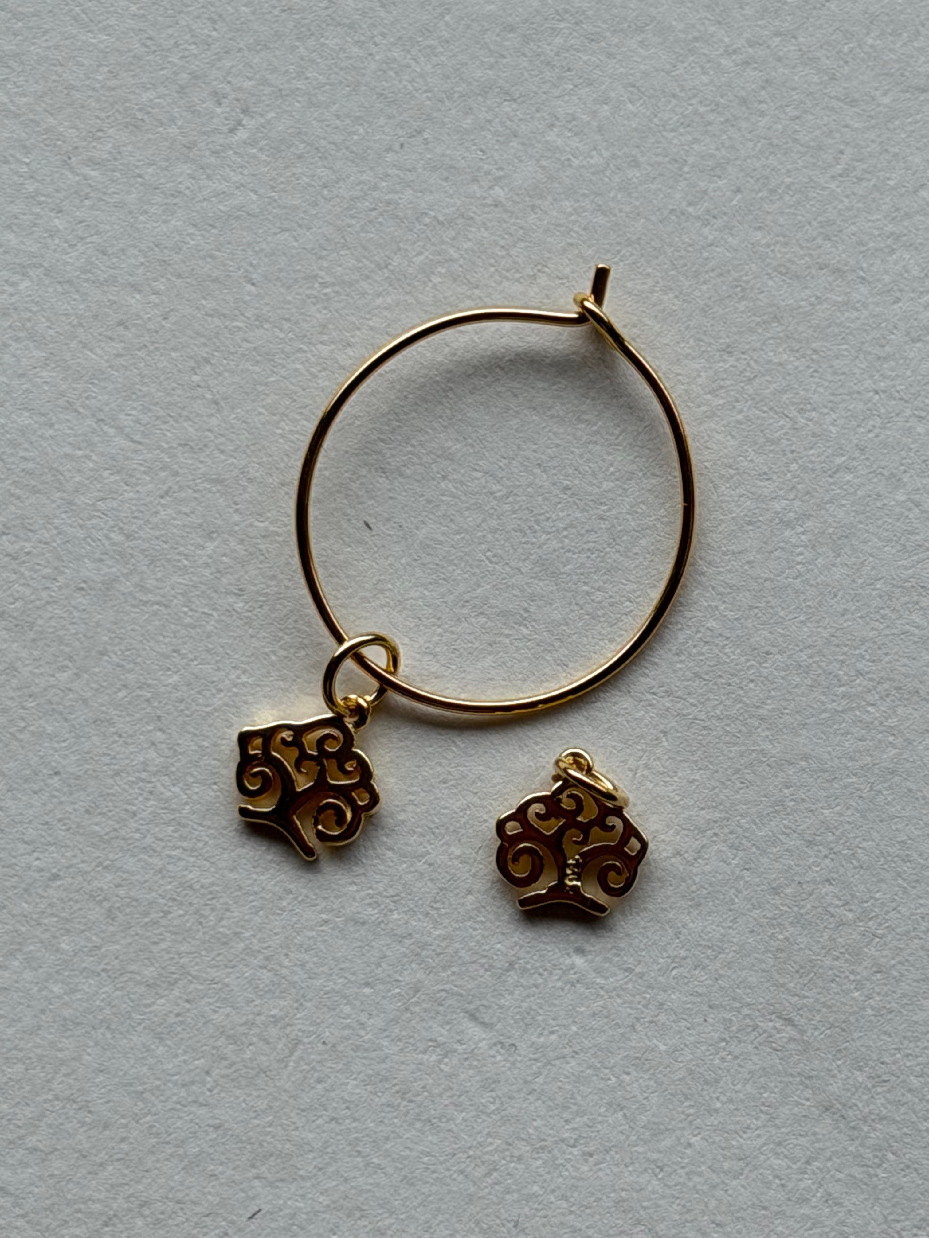 Sølv Forgyldt Livets træ 8x8mm - vedhæng - Maskemarkør (op til 3 mm pinde)