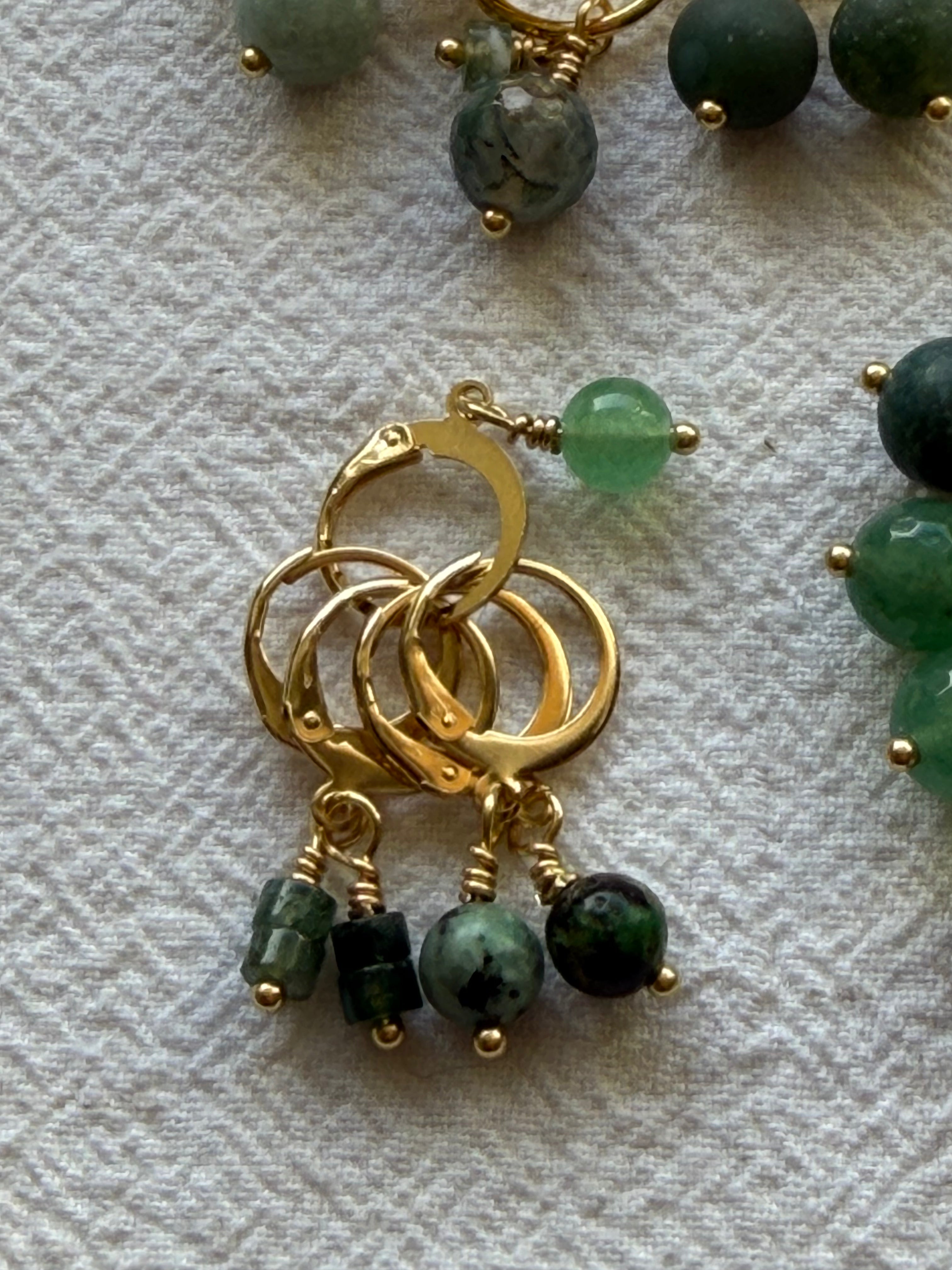 Maskemarkør sæt Aventurin, Mosagat, Afrikansk Turkis og Jade - Forgyldt luksus - 11x 7mm, 5x10mm og 5x åbenlukkelige markører