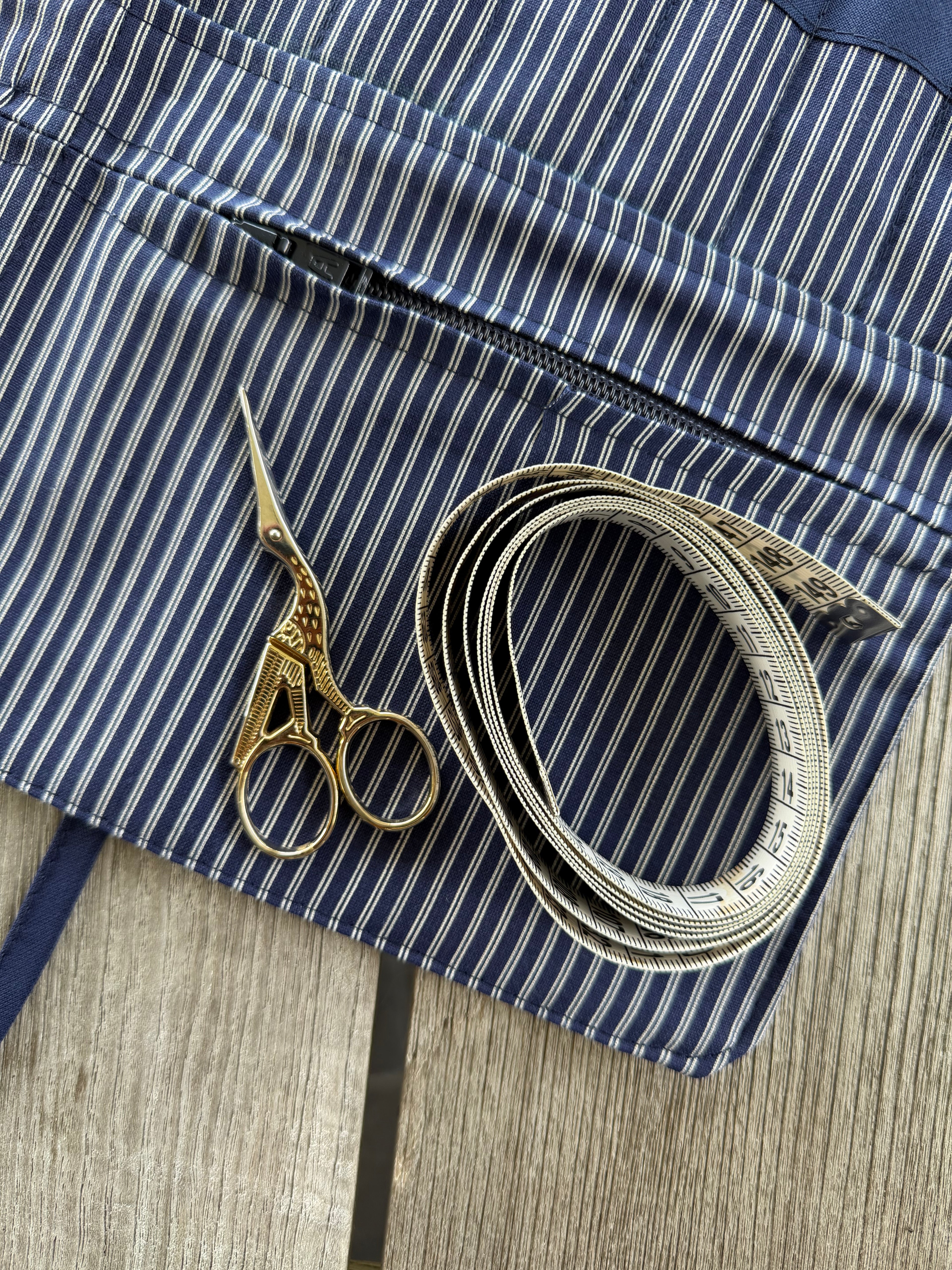 Strikke-Værktøjs-Etui 1. Stribet blå/beige
