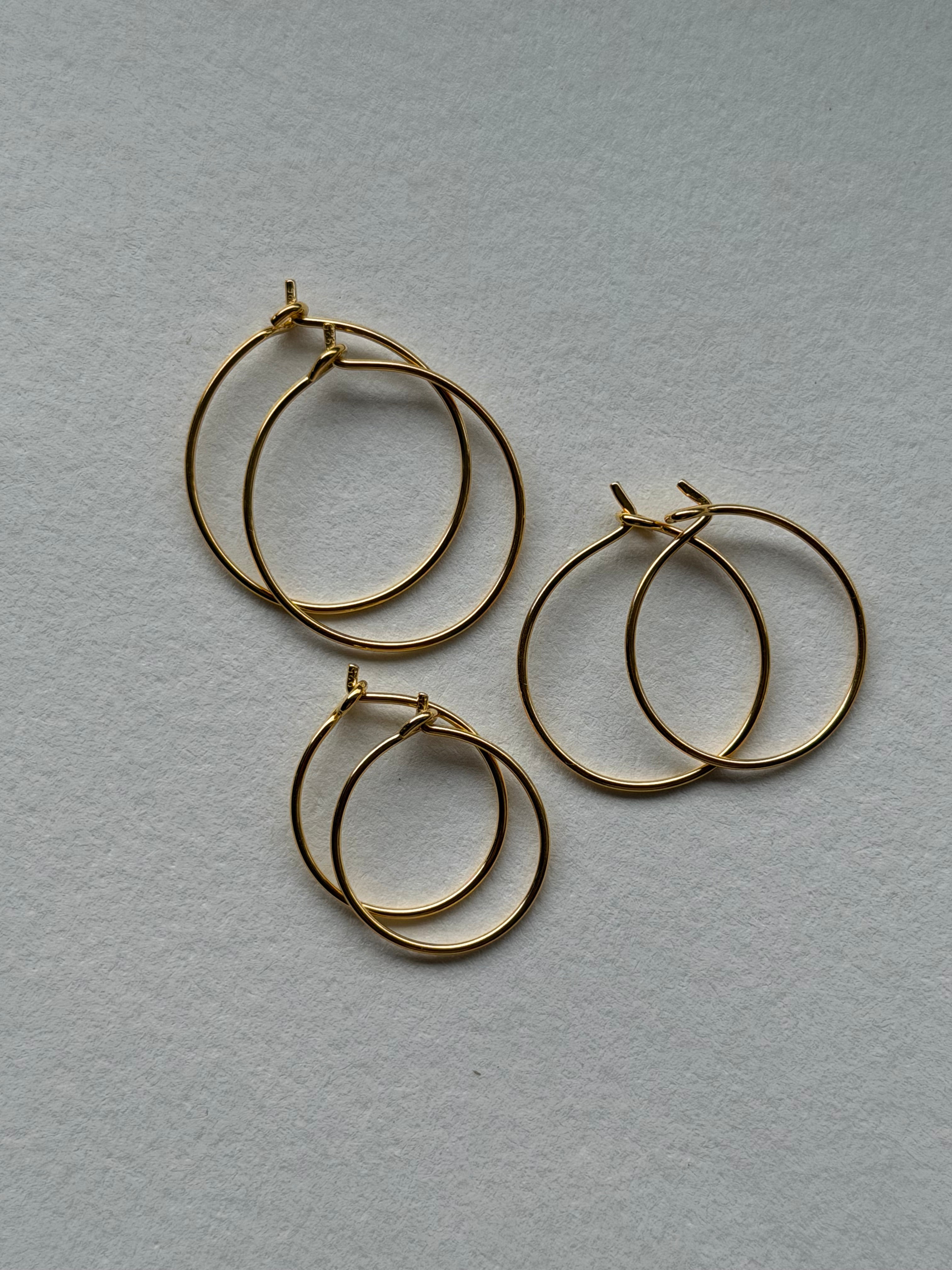 Creoler Hoops sterlingsølv forgyldt et par 15mm, 18mm eller 20mm