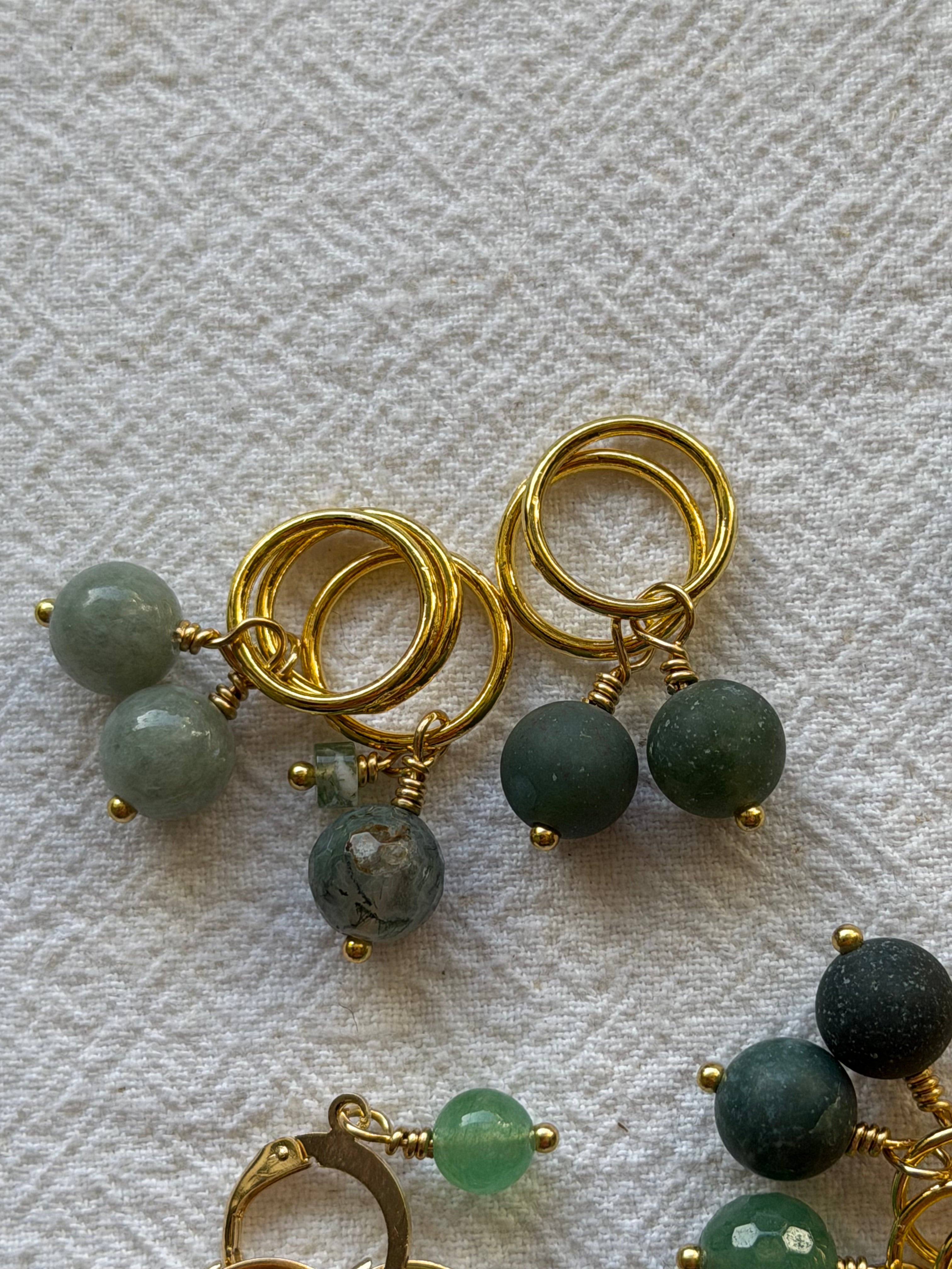 Maskemarkør sæt Aventurin, Mosagat, Afrikansk Turkis og Jade - Forgyldt luksus - 11x 7mm, 5x10mm og 5x åbenlukkelige markører