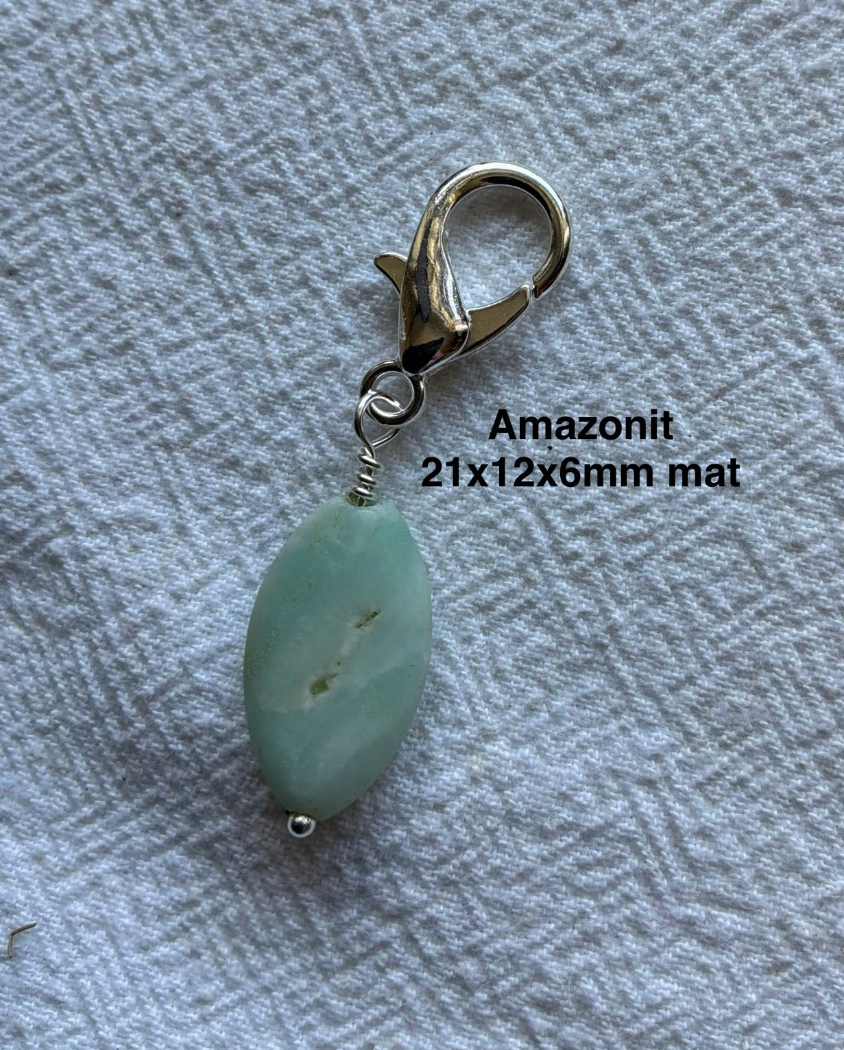 Markørholdere - Amazonit lyse turkise melerede - vælg sten og vælg karabinhage forsølvet eller forgyldt (Kopi)