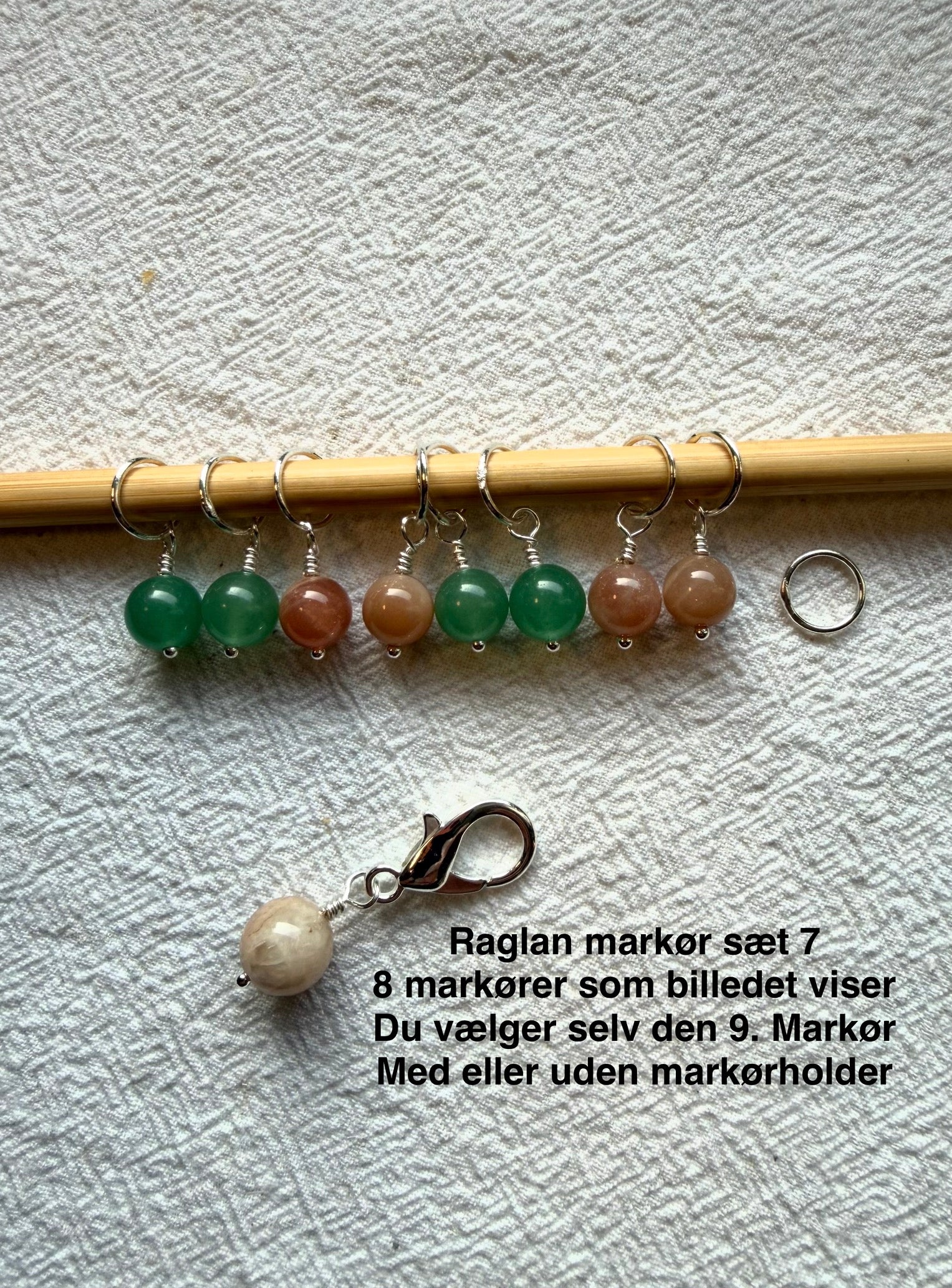 Raglan Markør sæt 7 forsølvet/forgyldt - Med 9 markører - de 8 som på billedet, den 9. Vælger du selv - Du vælger ringestørrelse - Du vælger med holder 229.- / uden holder 199.-