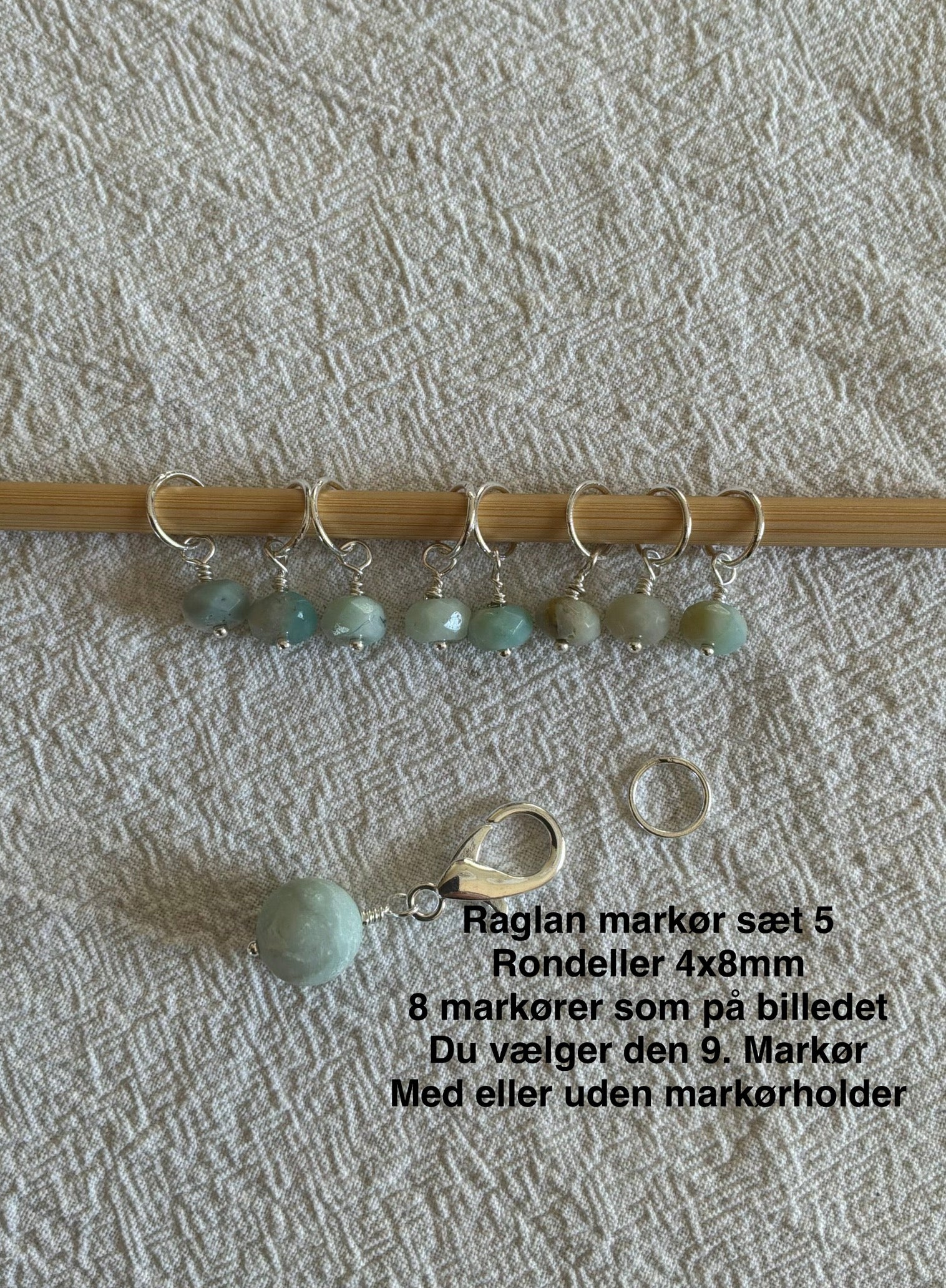 Raglan Markør sæt Rondeller 5. forsølvet/forgyldt - Med 9 markører - de 8 som på billedet, den 9. Vælger du selv - Du vælger ringestørrelse - Du vælger med holder 229.- / uden holder 199.-