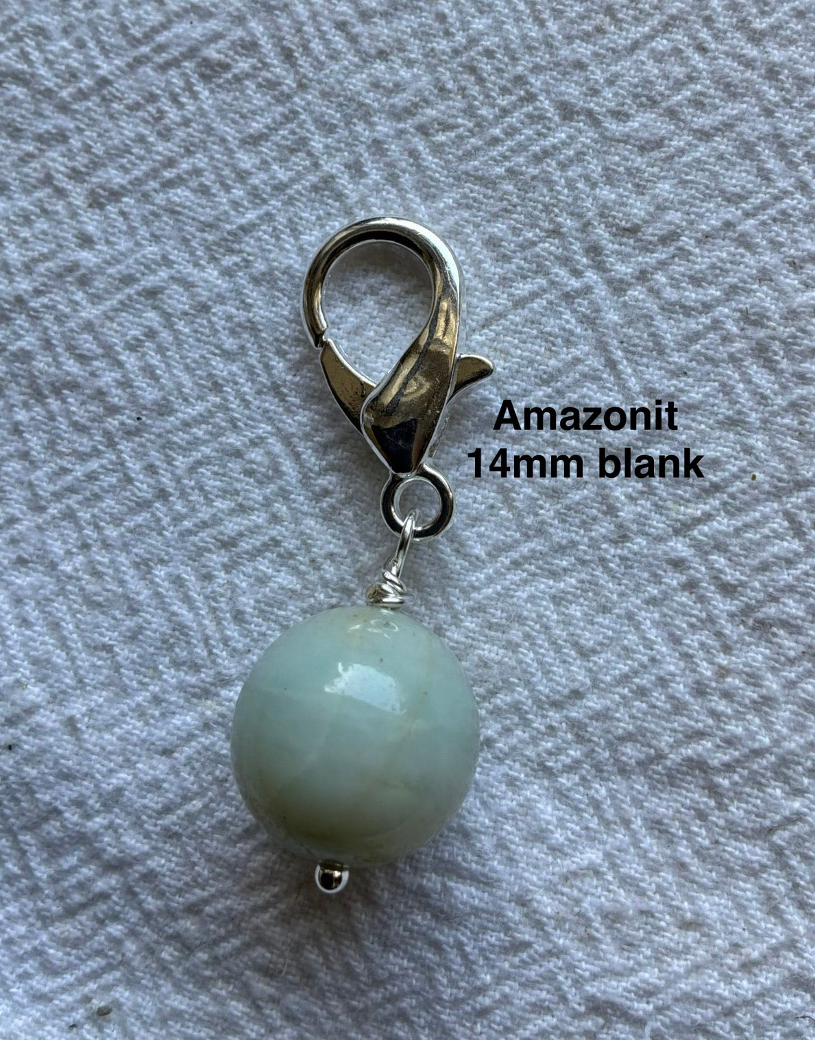 Markørholdere - Amazonit lyse turkise melerede - vælg sten og vælg karabinhage forsølvet eller forgyldt (Kopi)
