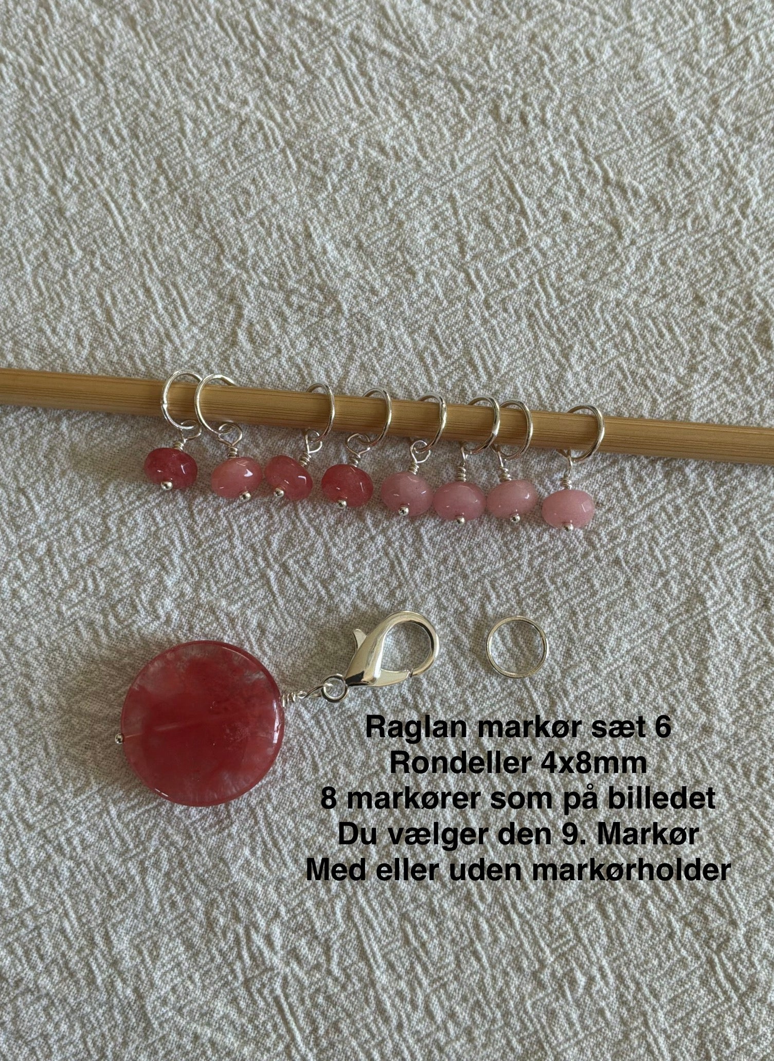 Raglan Markør sæt Rondeller 6. forsølvet/forgyldt - Med 9 markører - de 8 som på billedet, den 9. Vælger du selv - Du vælger ringestørrelse - Du vælger med holder 229.- / uden holder 199.- (Kopi 2)