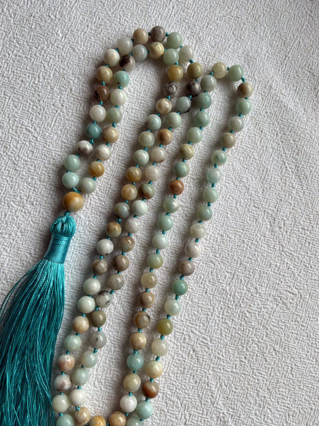 Mala halskæde 108 sten 8mm Amazonit med klassisk kvast