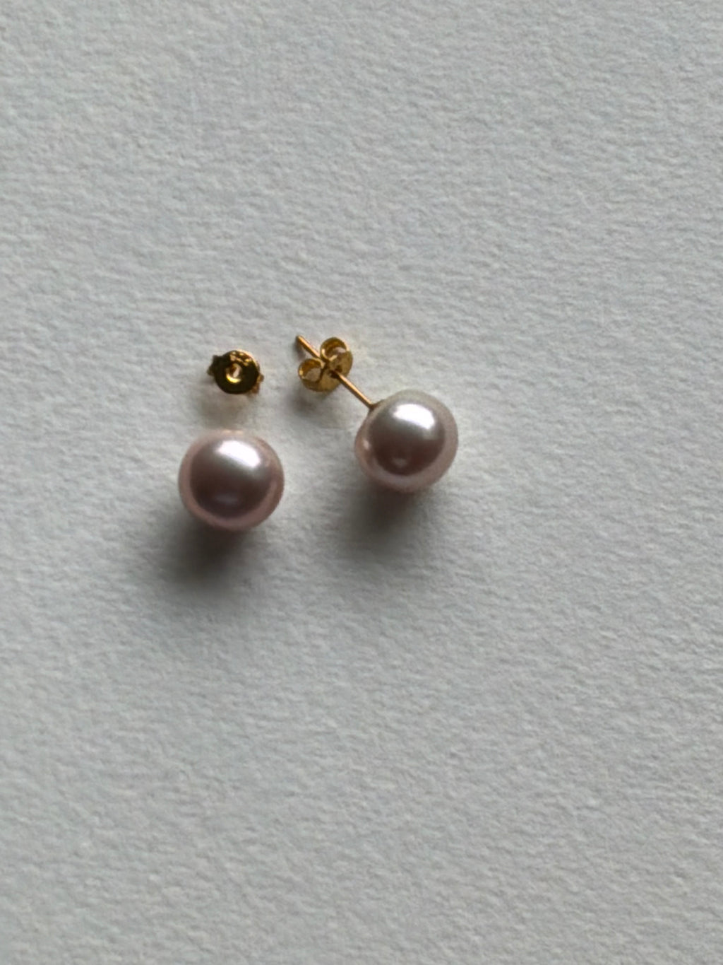 Ørestikker Perle lys rosa 10x9mm sterlingsølv forgyldt