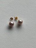 Ørestikker Perle lys rosa 10x9mm sterlingsølv forgyldt