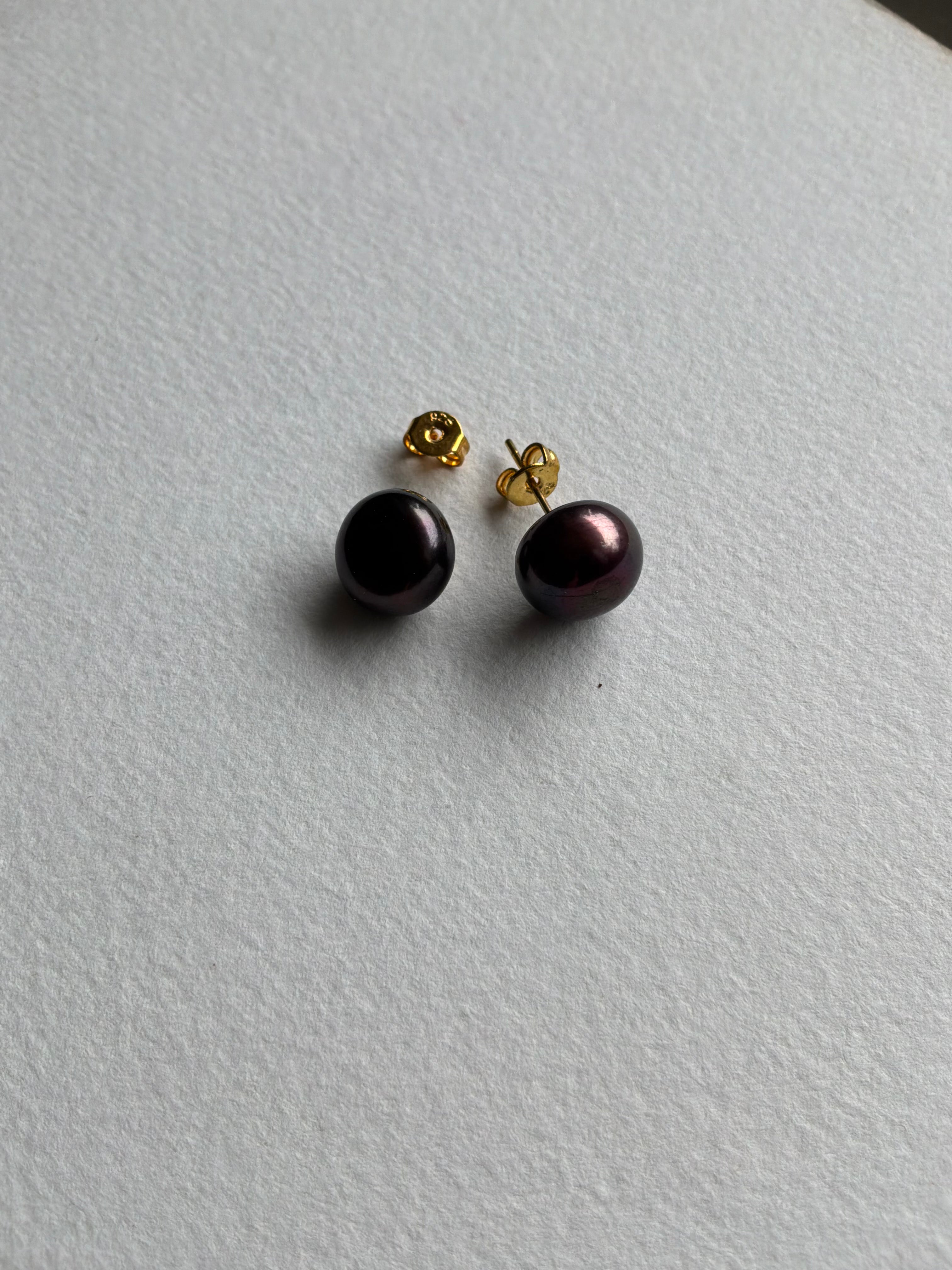 Ørestikker Perle brun 10x9mm sterlingsølv forgyldt - Billede på vej