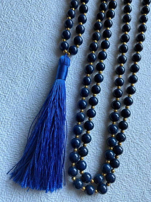 Mala halskæde 108 sten 8mm Lapis Lazuli (synt) -  klassisk kvast