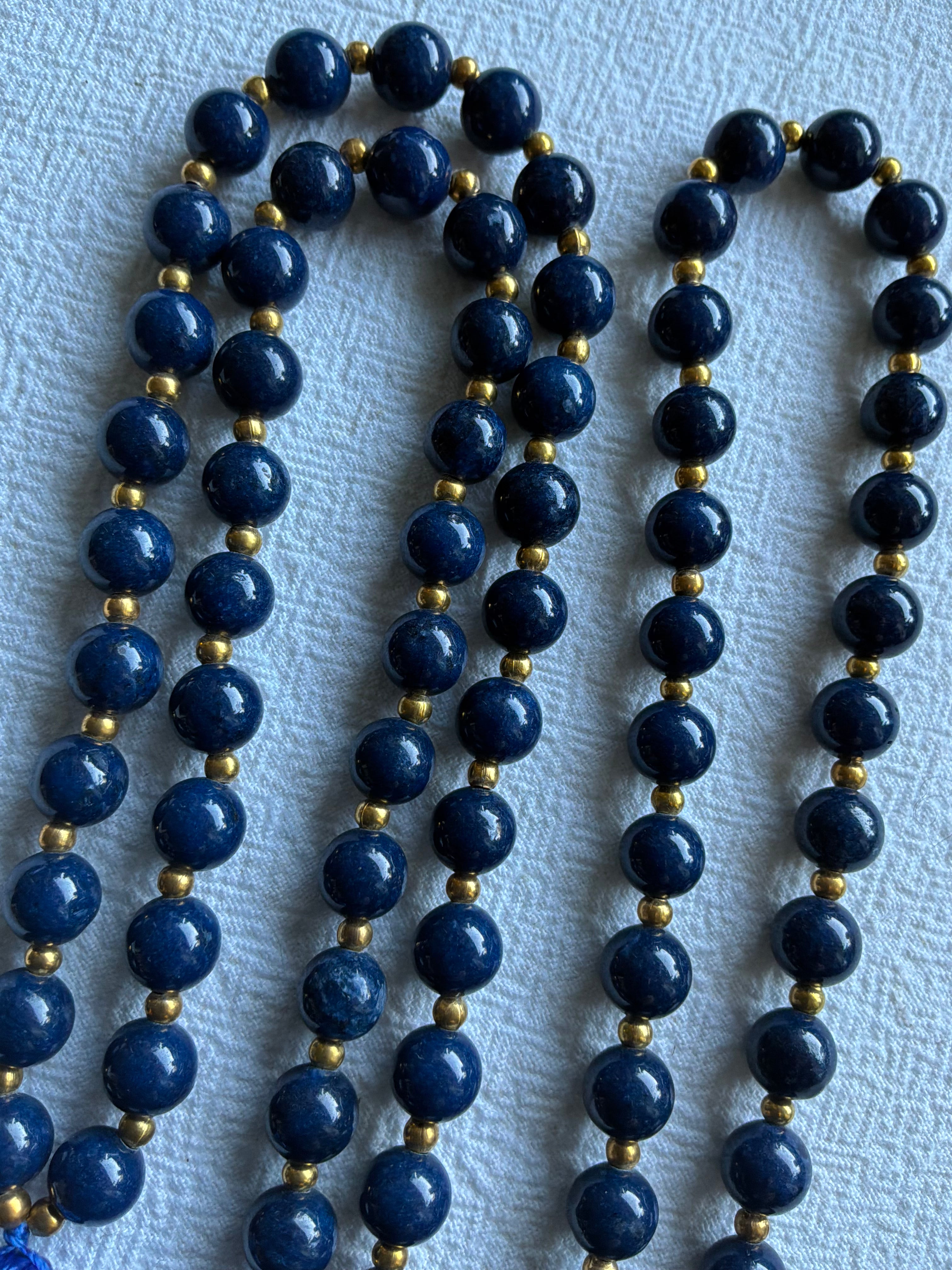 Mala halskæde 108 sten 8mm Lapis Lazuli (synt) -  klassisk kvast