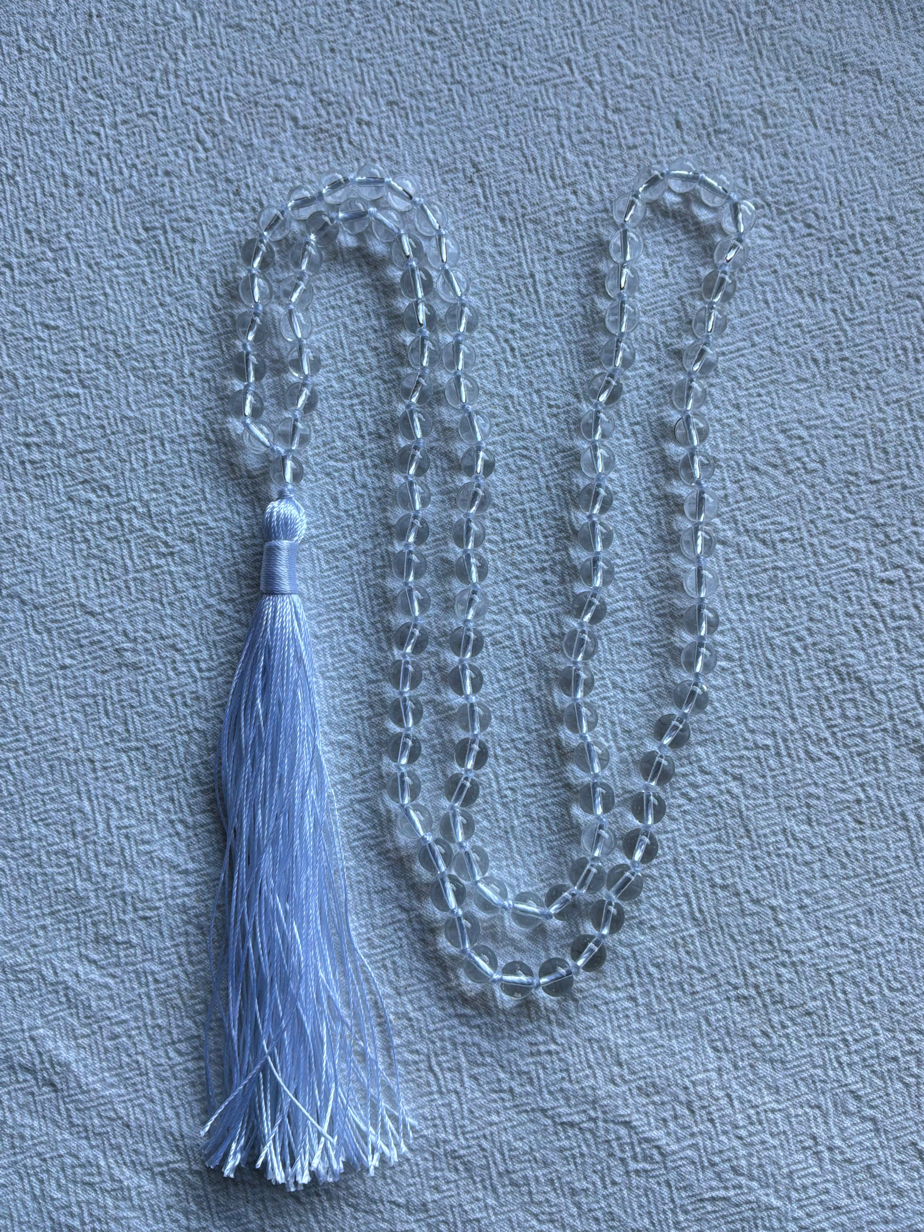 Mala halskæde 108 sten 6mm sten Bjergkrystal -  klassisk kvast