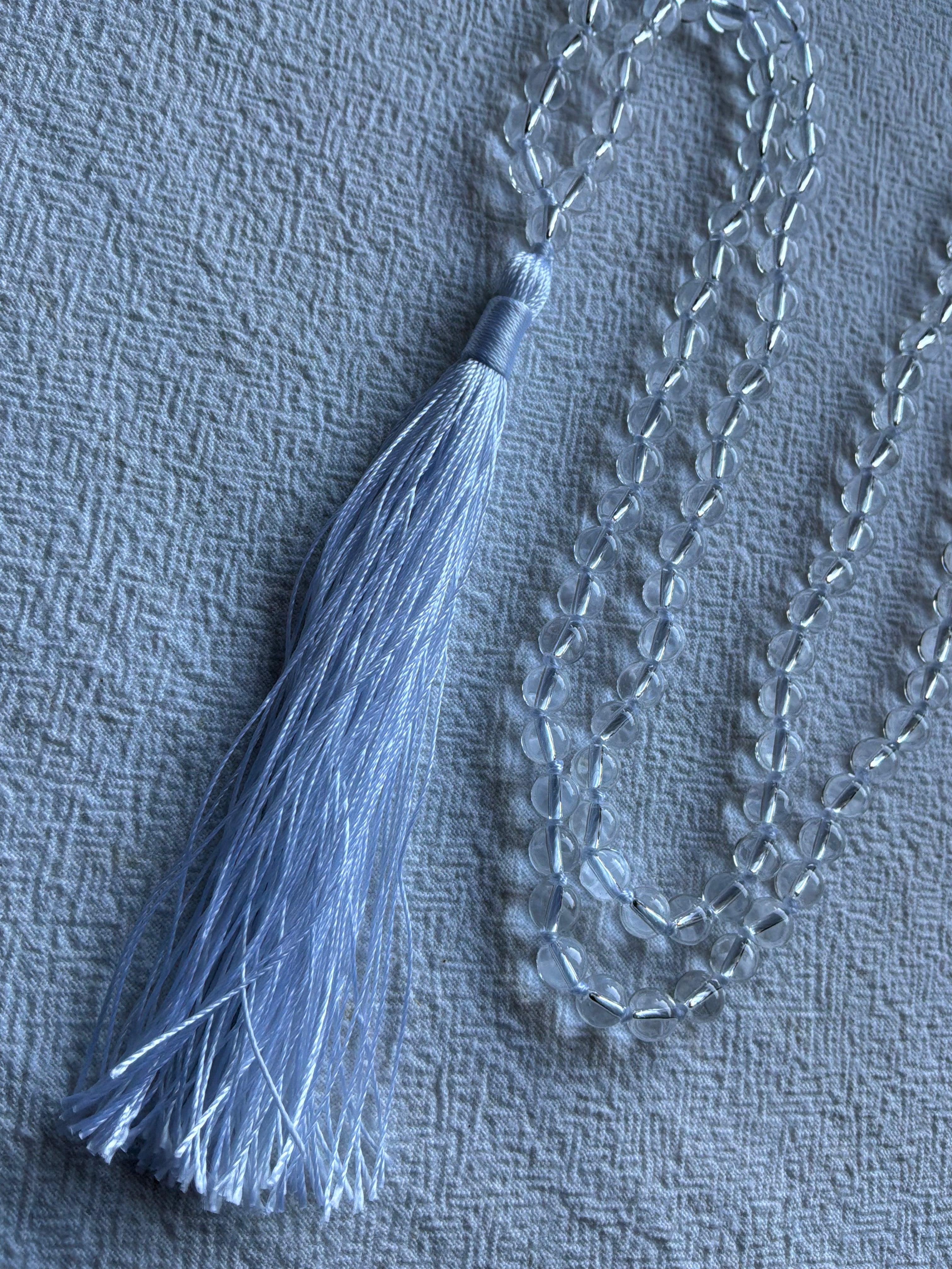 Mala halskæde 108 sten 6mm sten Bjergkrystal -  klassisk kvast