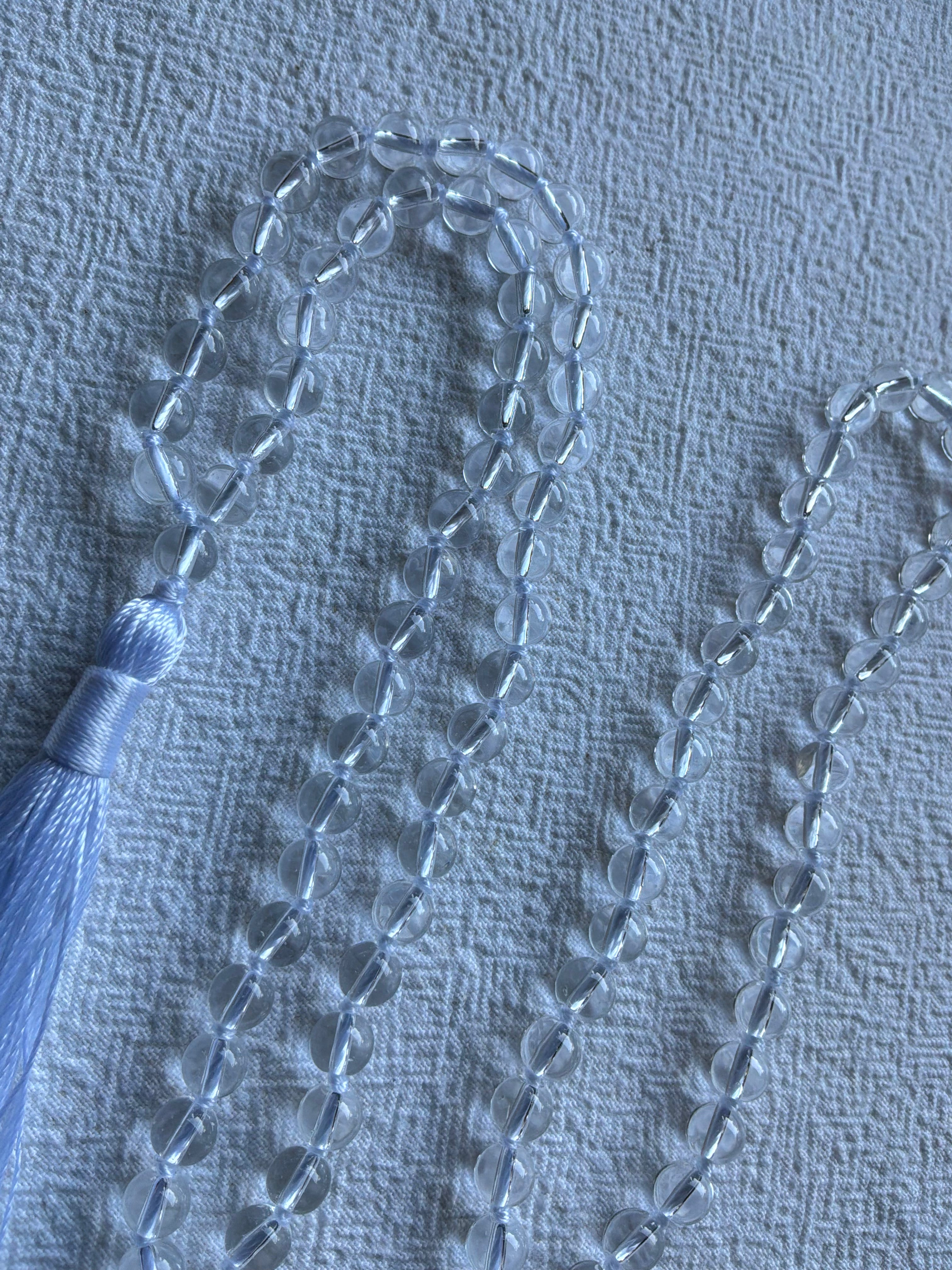 Mala halskæde 108 sten 6mm sten Bjergkrystal -  klassisk kvast