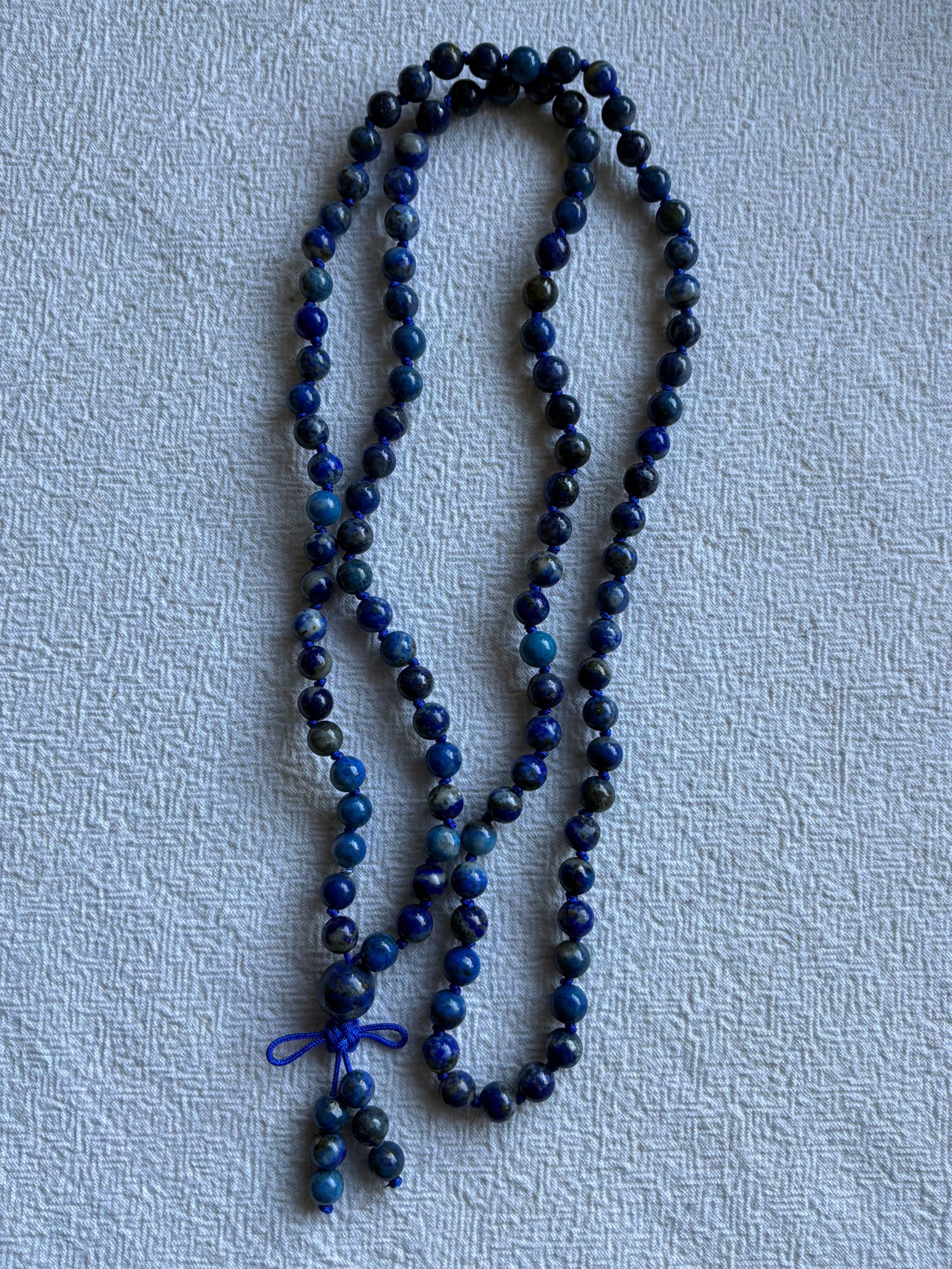 Mala halskæde 108 sten 6mm stenLapis Lazuli  - Med klassisk knude