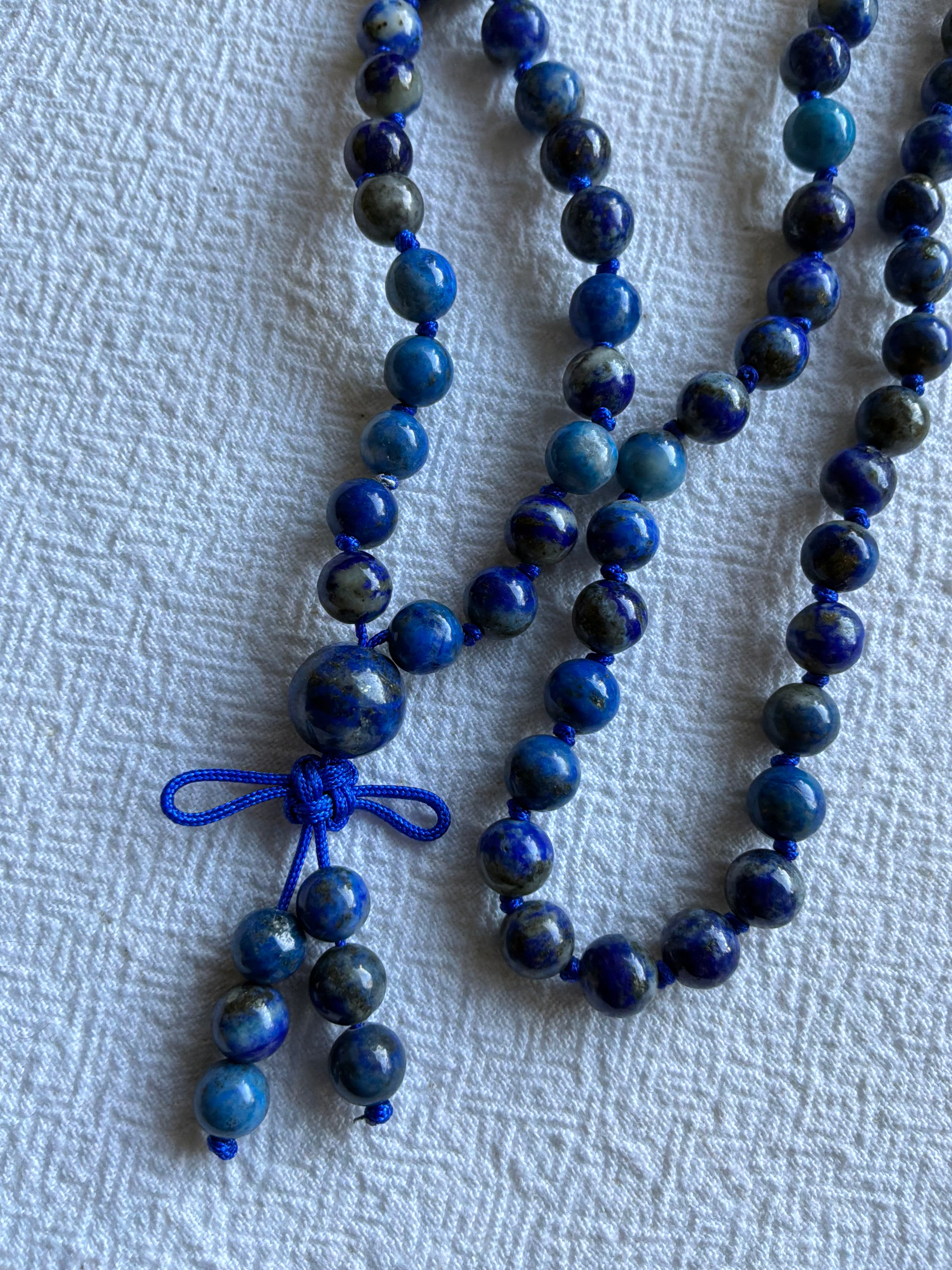 Mala halskæde 108 sten 6mm stenLapis Lazuli  - Med klassisk knude