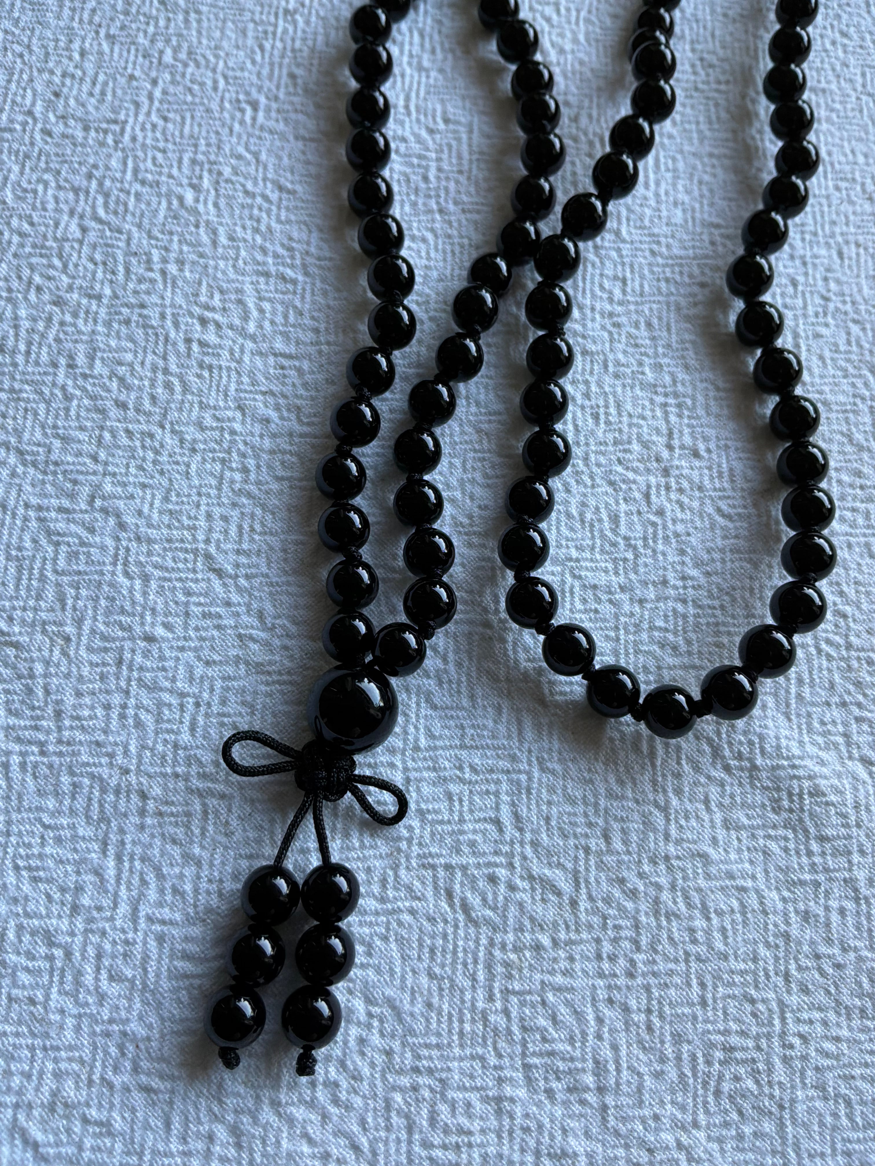 Mala halskæde 108 sten 6mm sten Onyx sort - Med klassisk knude
