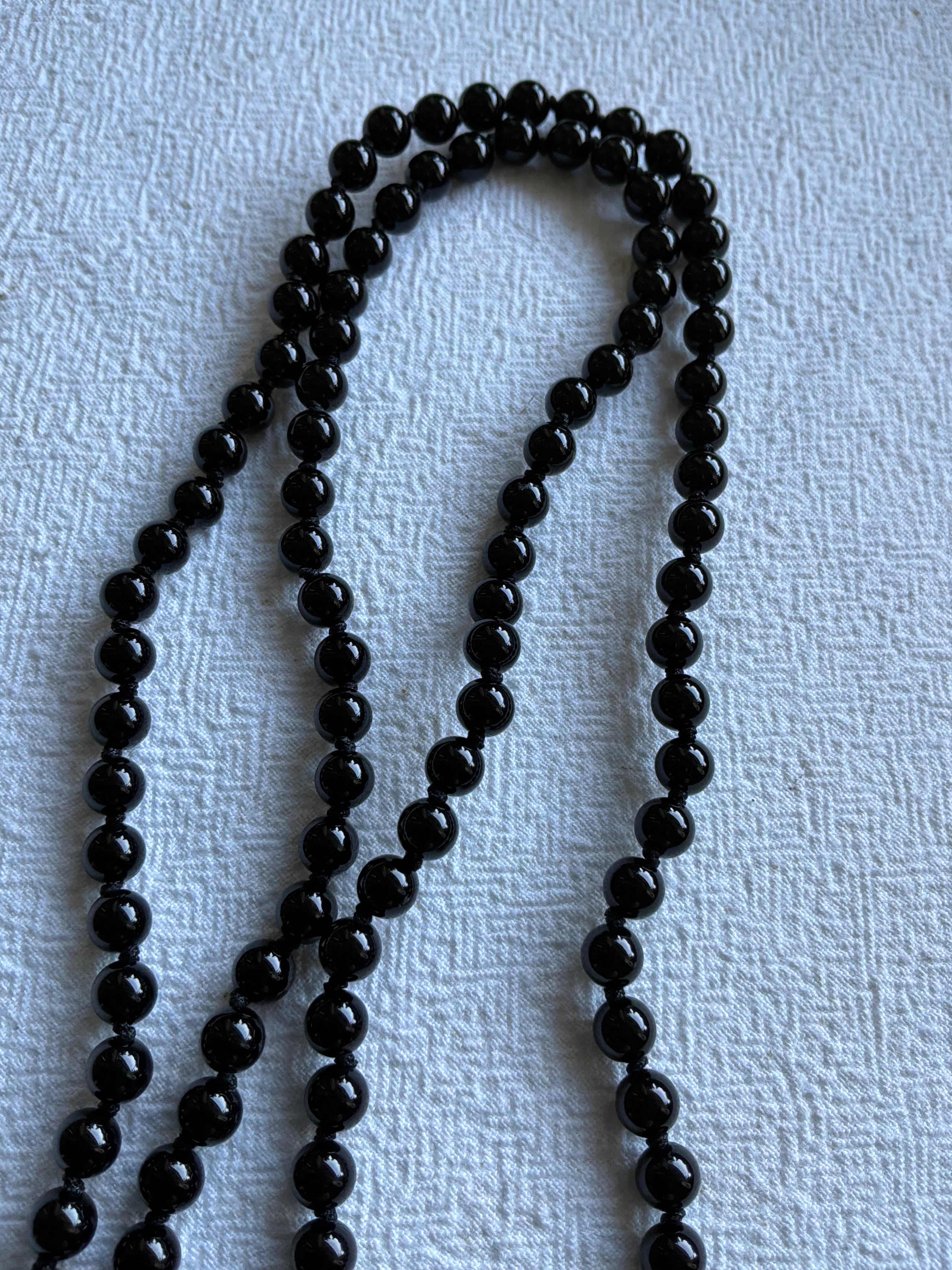 Mala halskæde 108 sten 6mm sten Onyx sort - Med klassisk knude