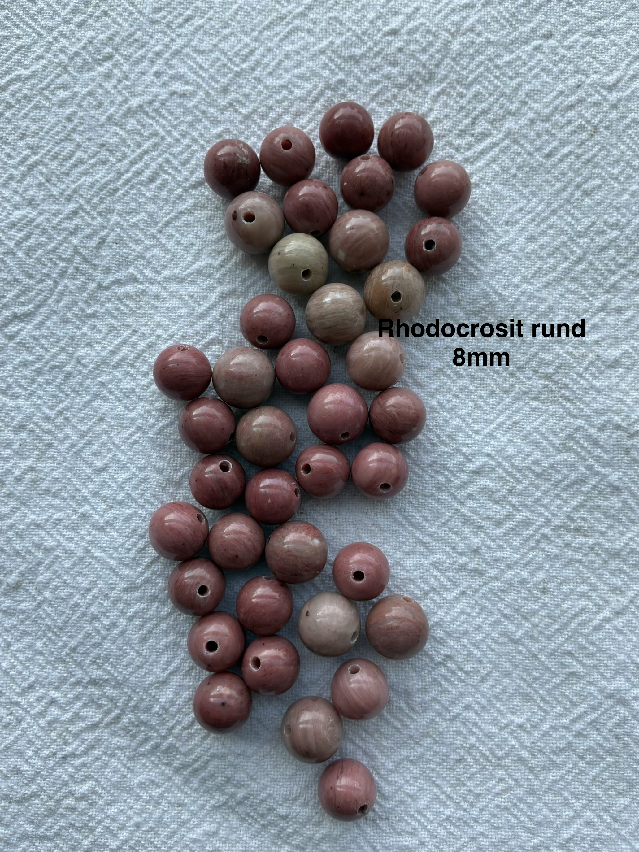 Maskemarkør sten - Rhodocrosit støvet rosa - Passer på op til 10mm strikkepinde