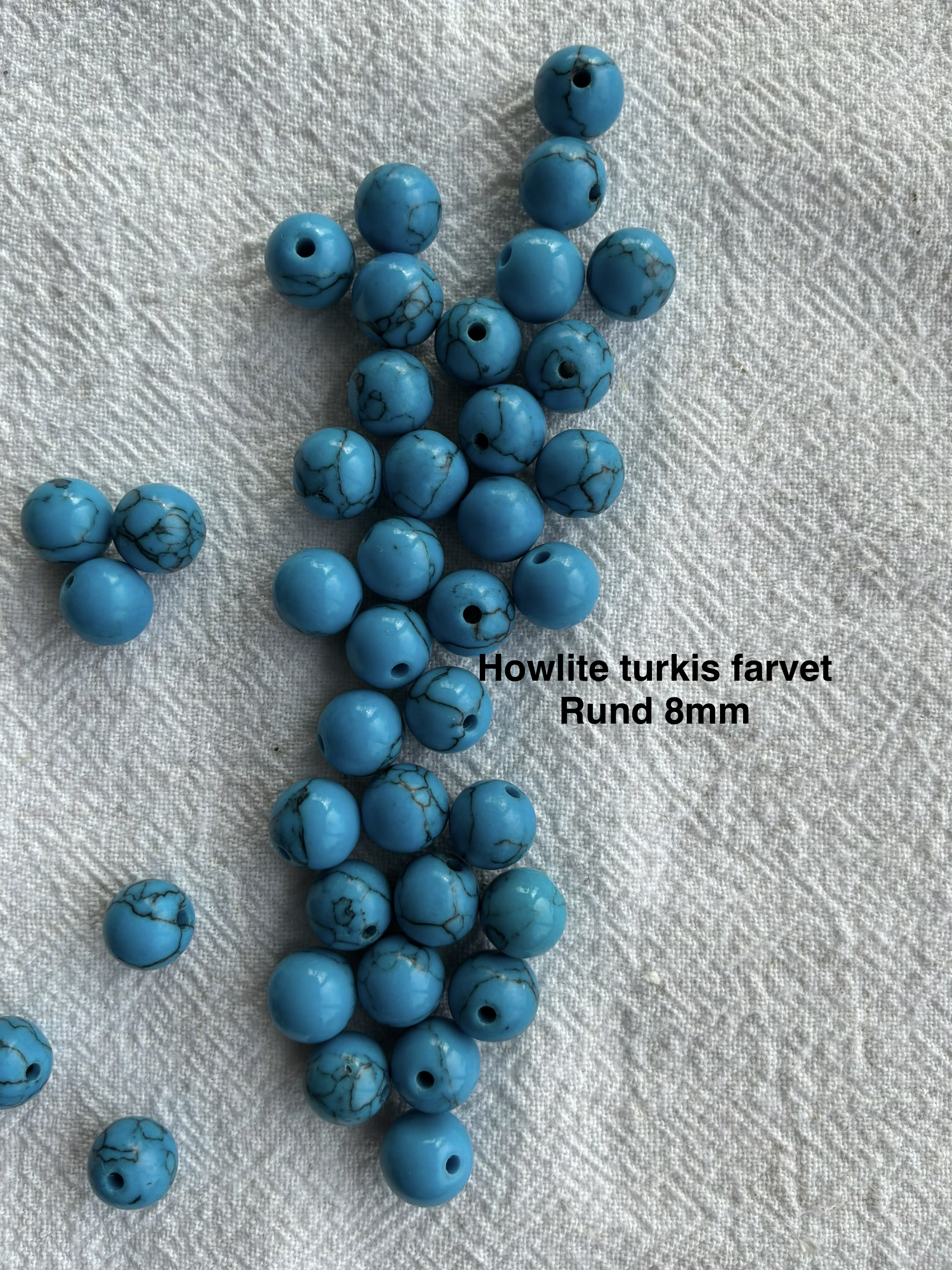 Maskemarkør sten - Howlite turkis, Calsilca og Shoushan  Turkise og meleret- Passer på op til 10mm strikkepinde