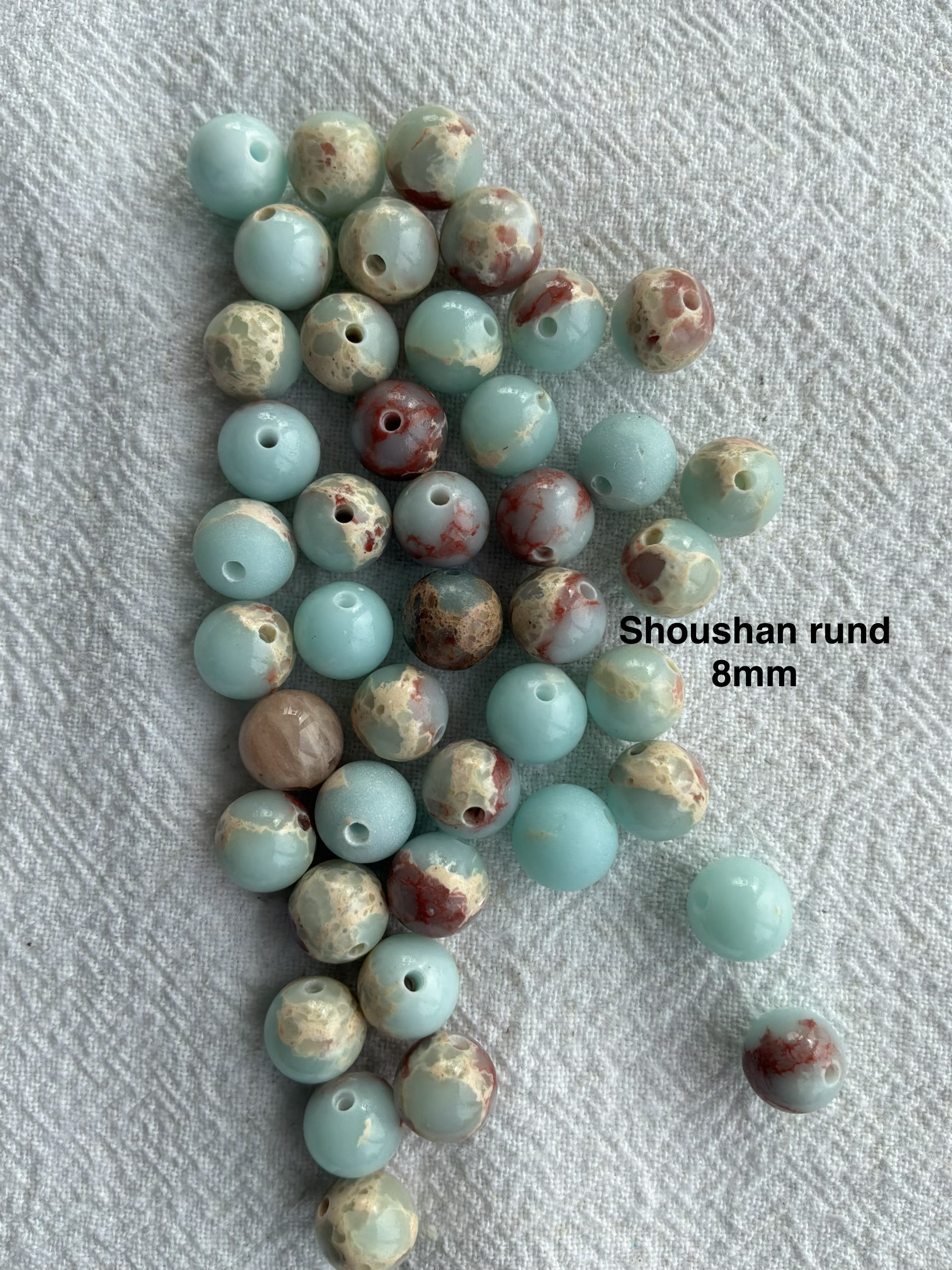 Maskemarkør sten - Howlite turkis, Calsilca og Shoushan  Turkise og meleret- Passer på op til 10mm strikkepinde
