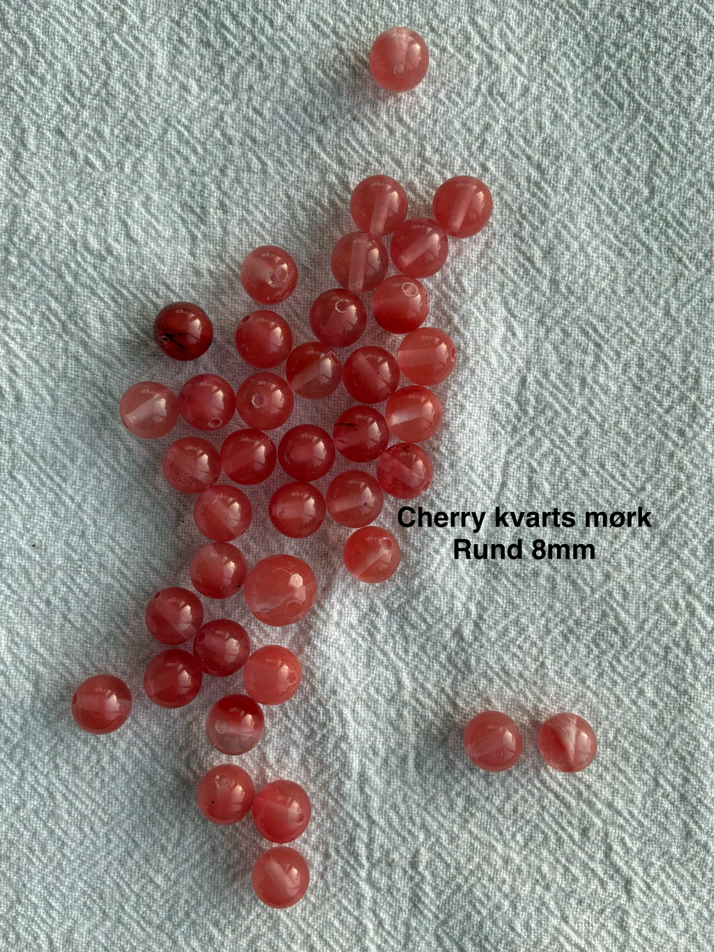 Maskemarkør sten - Cherry Kvarts - vandmelon farvet - Passer på op til 10mm strikkepinde