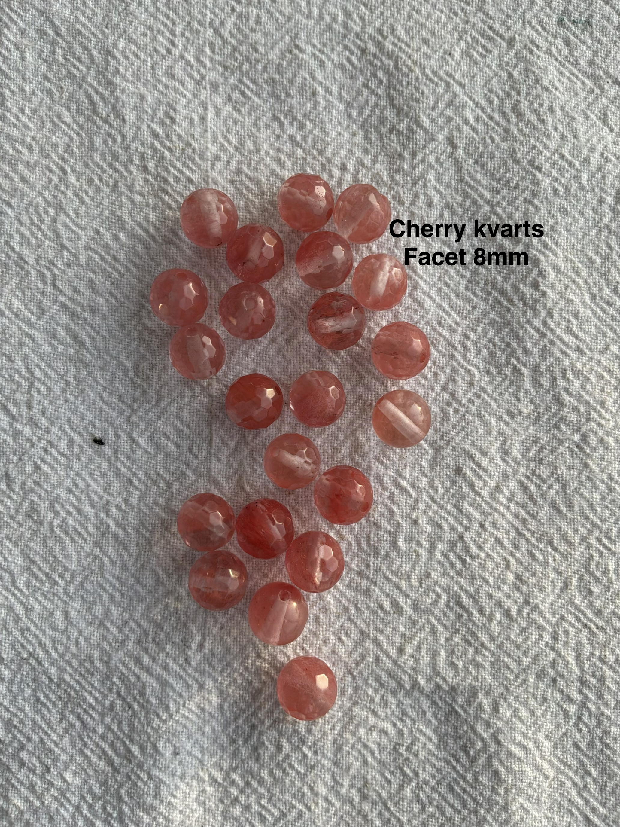 Maskemarkør sten - Cherry Kvarts - vandmelon farvet - Passer på op til 10mm strikkepinde