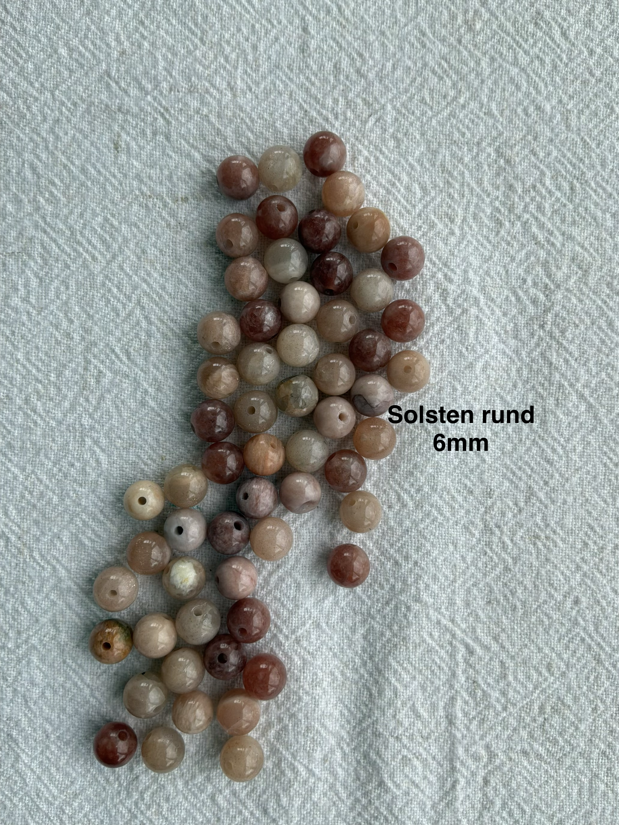 Maskemarkør sten - Solsten, Fossil, Medicinstone, Picture Jasper,Bronzit og Tigerøje -  Beige, Brune og Sandfarvede- Passer på op til 10mm strikkepinde