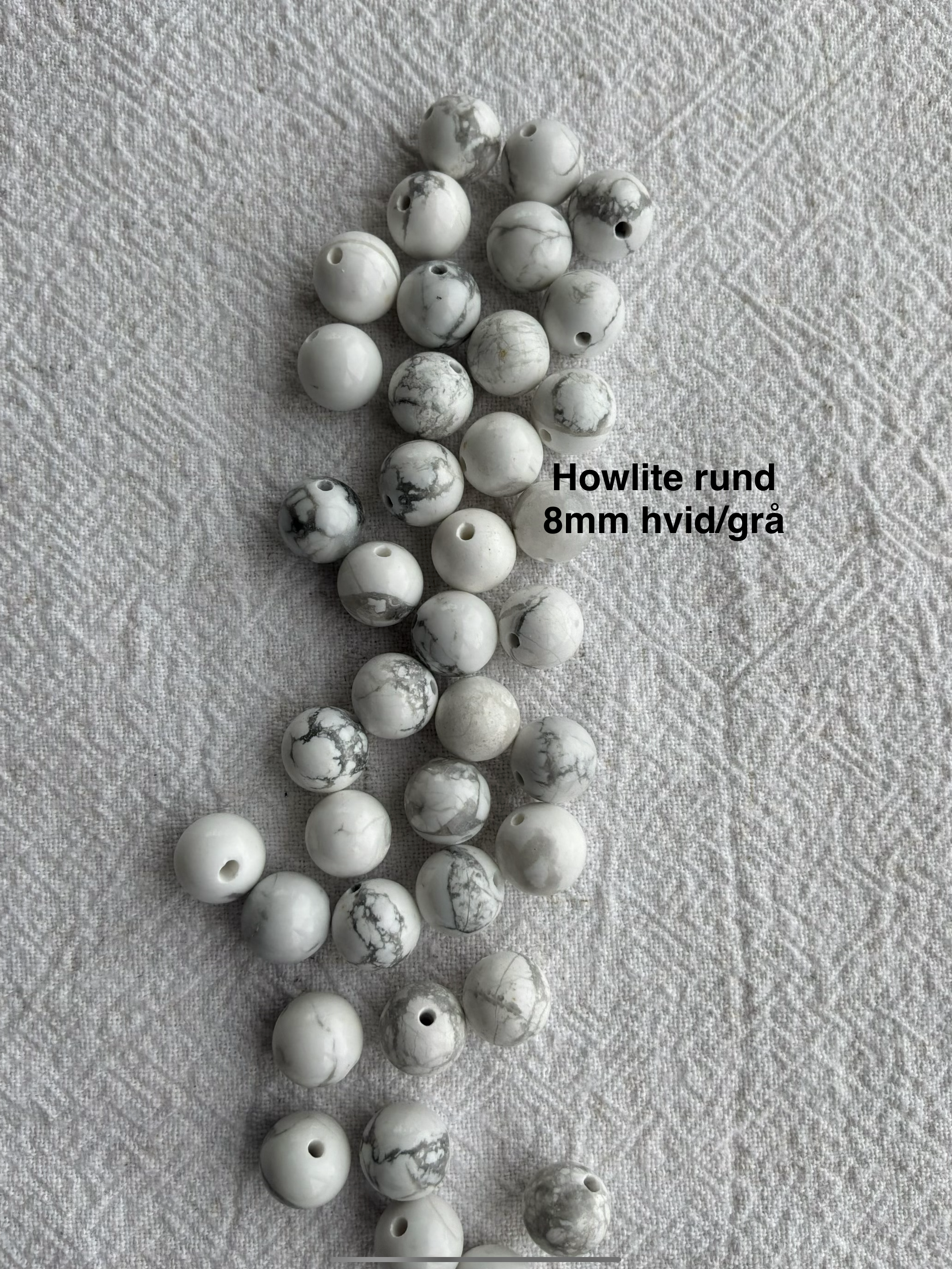 Maskemarkør sten - Onyx, Alabast, hvid agat, howlite hvid - Hvide og Sorte - Passer på op til 10mm strikkepinde