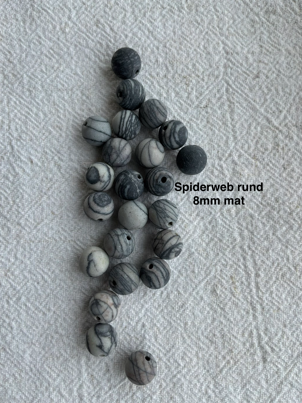 Maskemarkør sten - Dalmantiner Jasper, Silver Late Agat, Spider web, grå agat og grå krustal - Grå, prikkede, og melerede - Passer på op til 10mm strikkepinde (