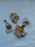 Maskemarkør sæt Rosakvarts og Perler forgyldt luksus A. 11x 7mm, 5x10mm og 5x åbenlukkelige markører