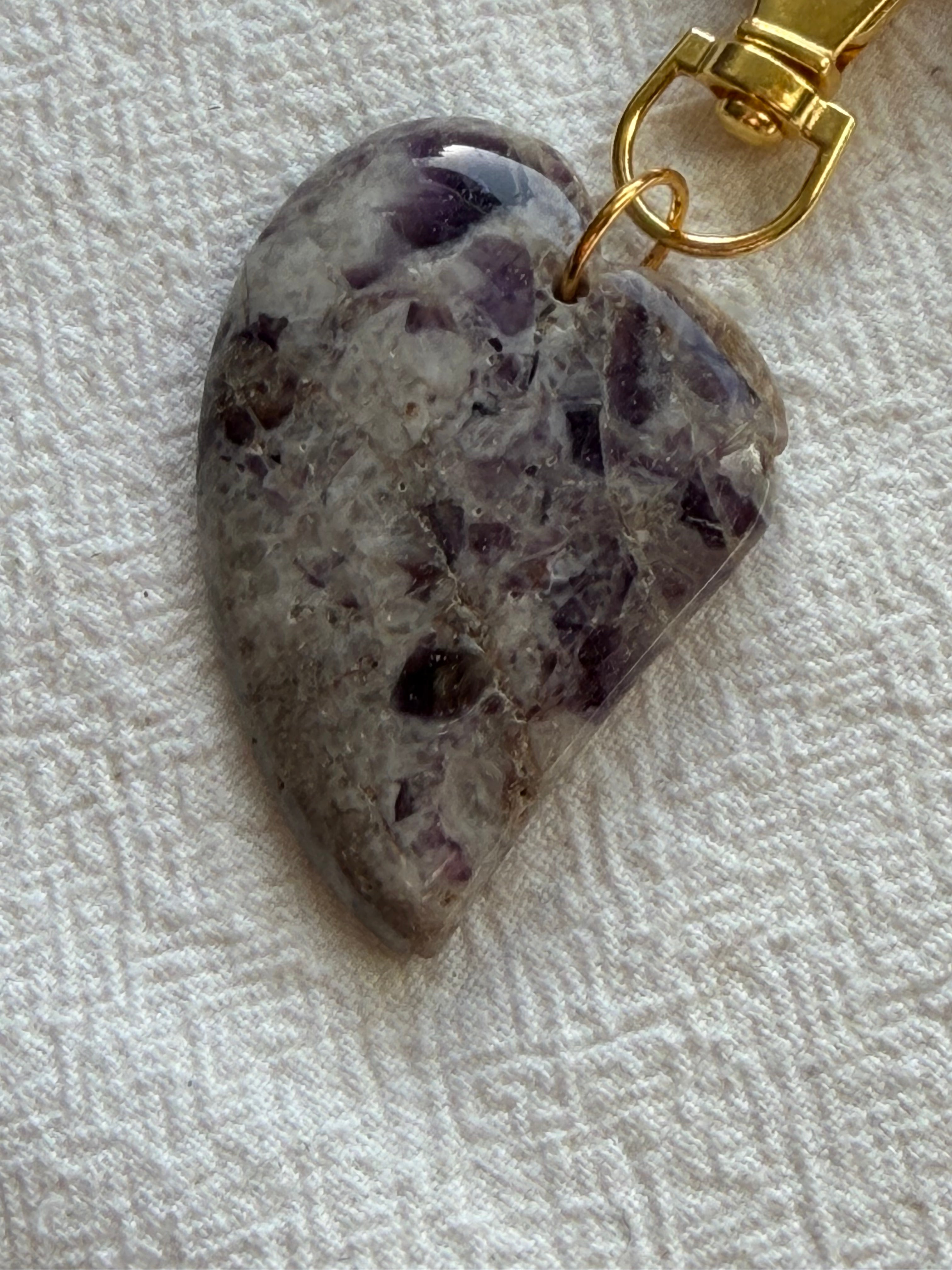 Maskemarkør sæt Hjerte - Ametyst, Akoya Perler, Golden Sandstone lilla og lilla Jade - Forgyldt luksus - 11x 7mm, 5x10mm og 5x åbenlukkelige markører