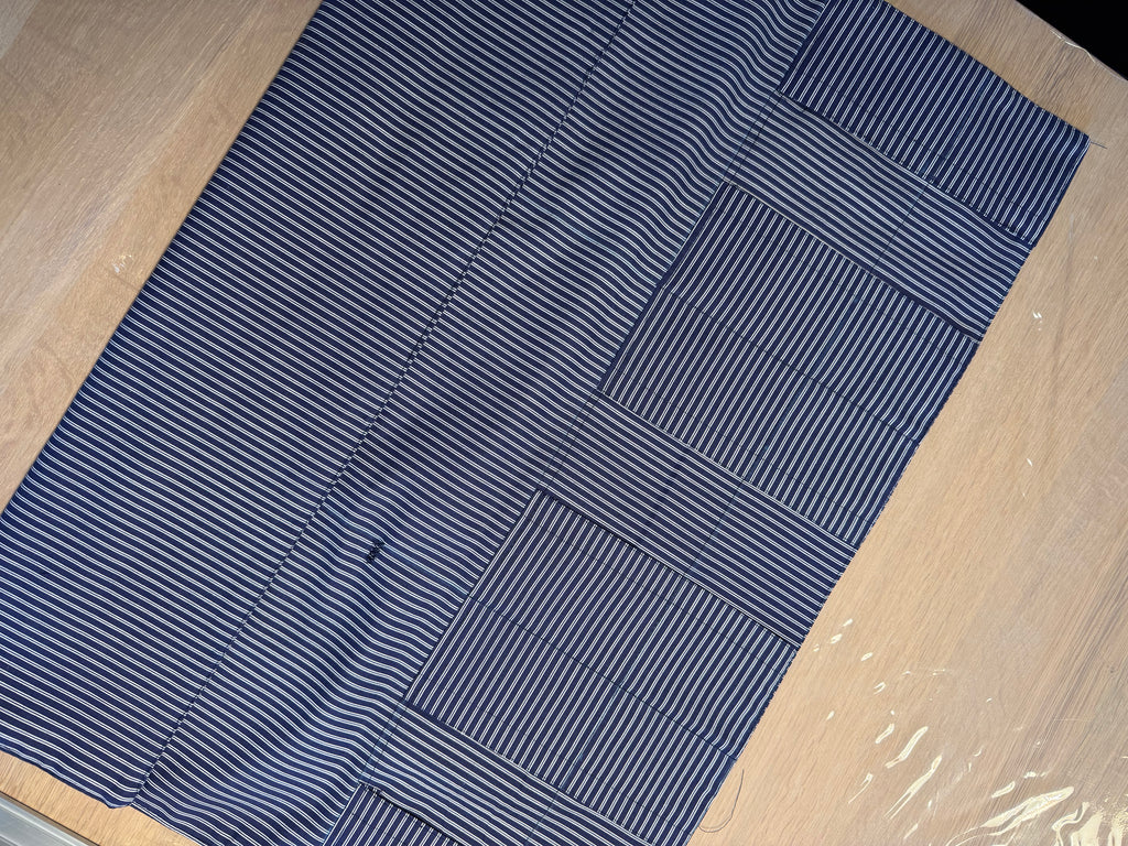 Strikke-Værktøjs-Etui 2. Stribet blå/lys beige