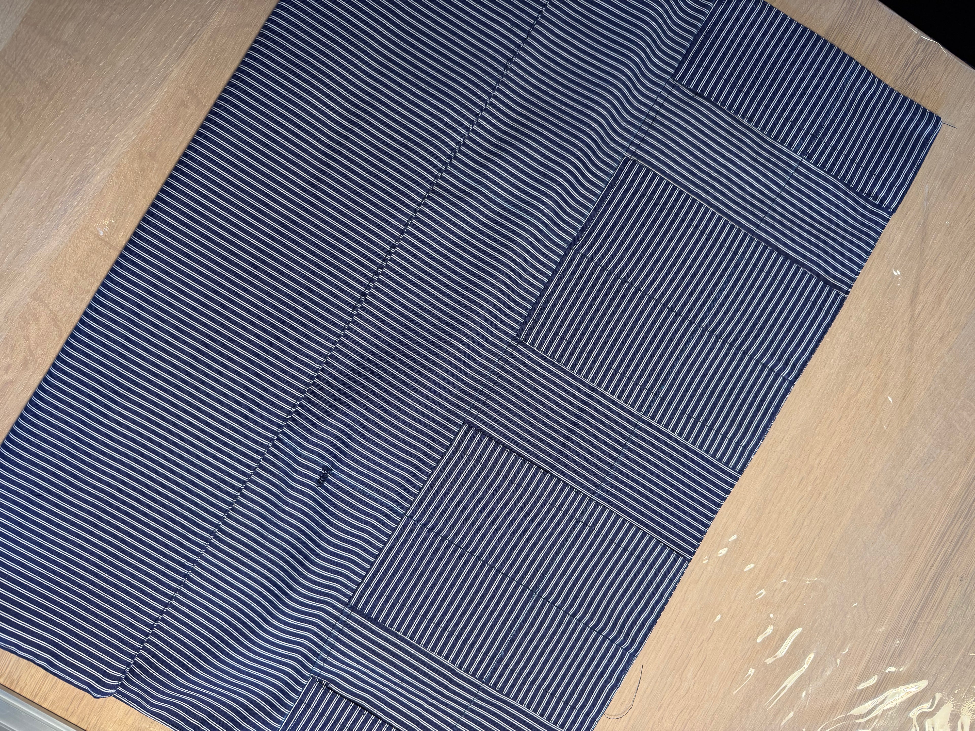 Strikke-Værktøjs-Etui 2. Stribet blå/lys beige