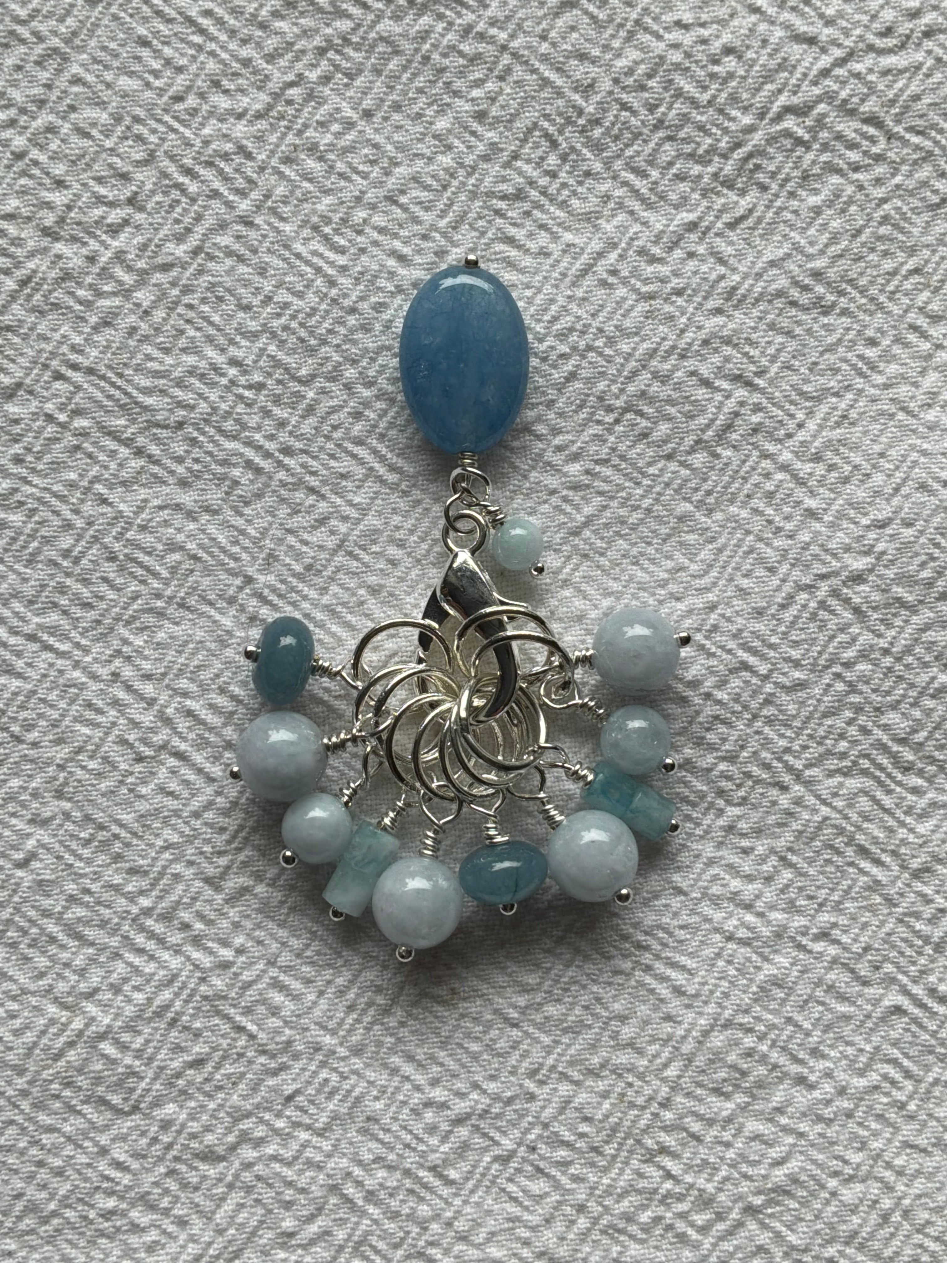 Maskemarkør sæt  Akvamarin og Solsten. Forsølvede markører der passer på op til 7 mm pinde