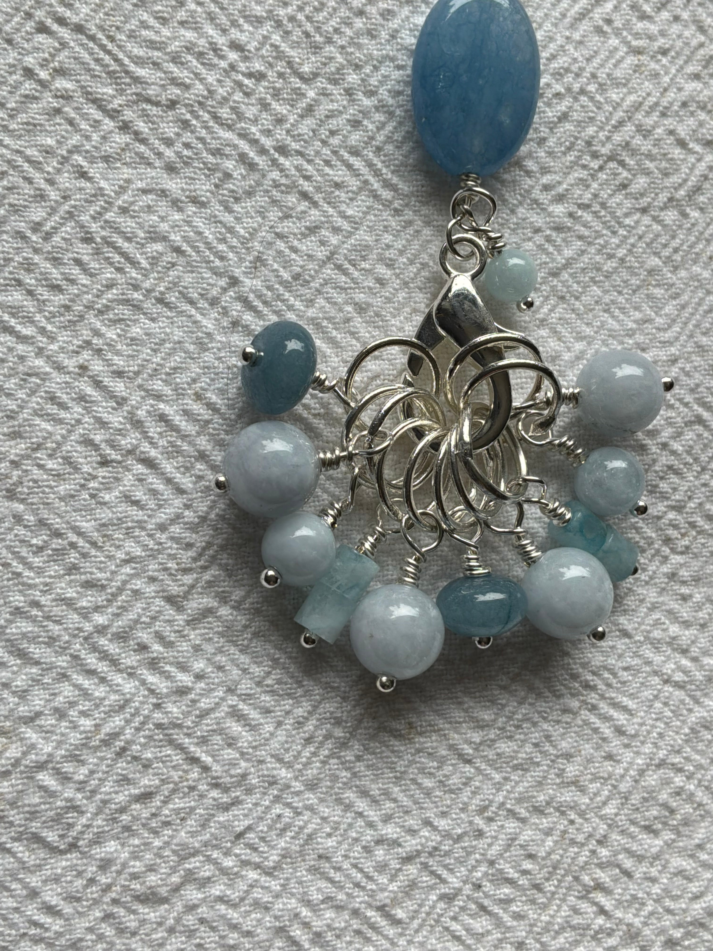 Maskemarkør sæt  Akvamarin og Solsten. Forsølvede markører der passer på op til 7 mm pinde