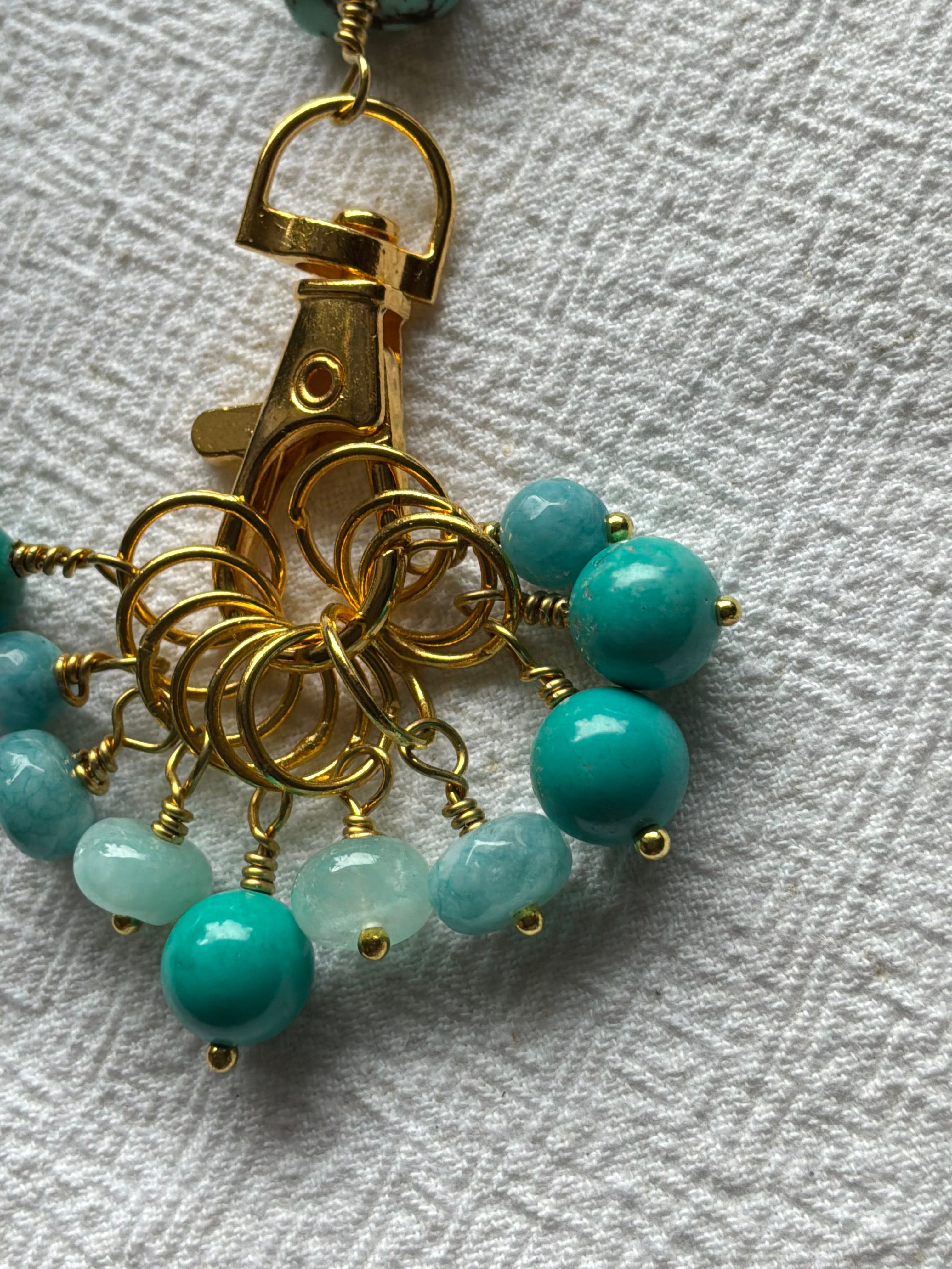 Maskemarkør sæt  Turkiser Akvamarin og Morganite. Forgyldte markører der passer på op til 7 mm pinde