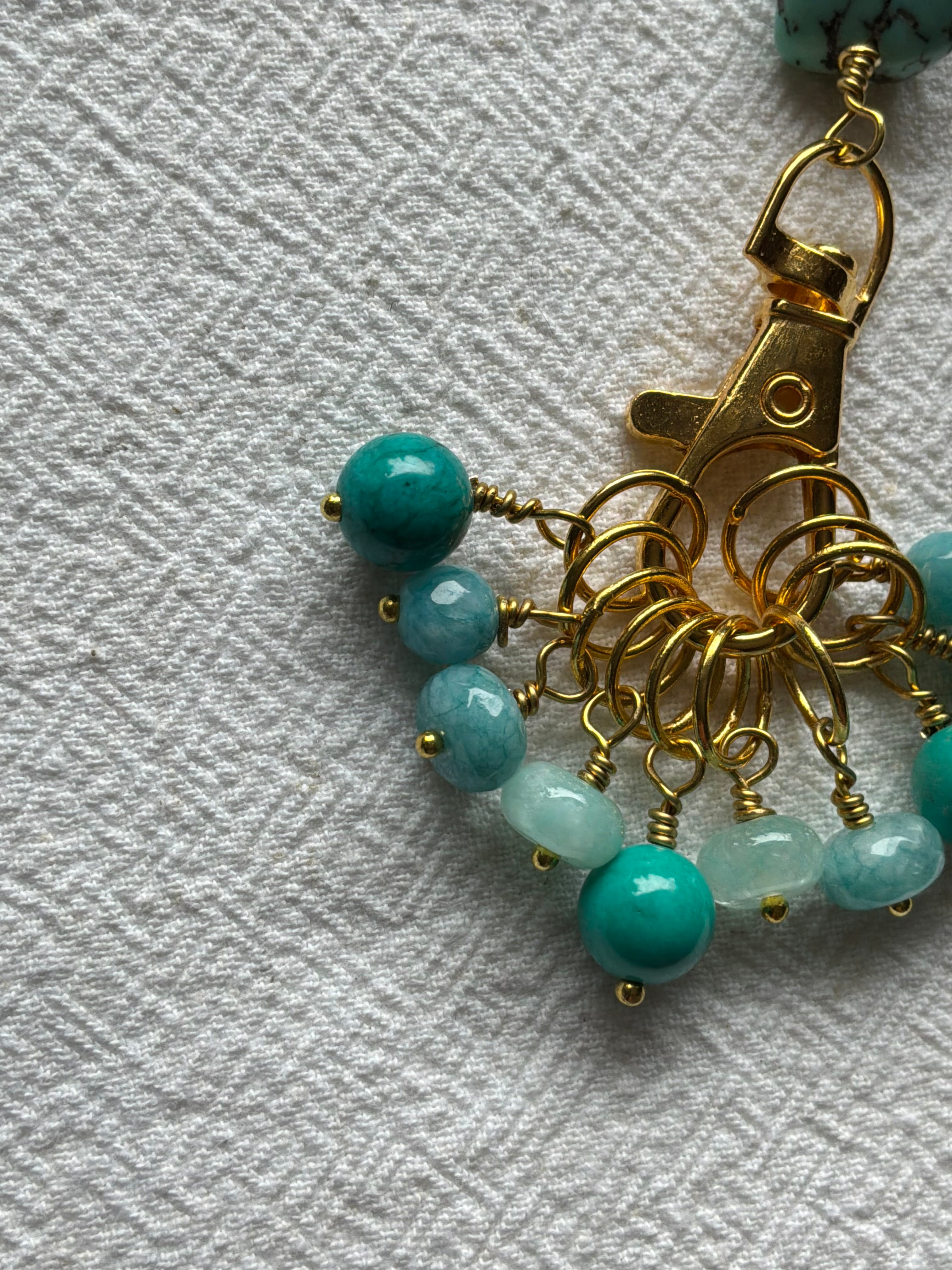 Maskemarkør sæt  Turkiser Akvamarin og Morganite. Forgyldte markører der passer på op til 7 mm pinde