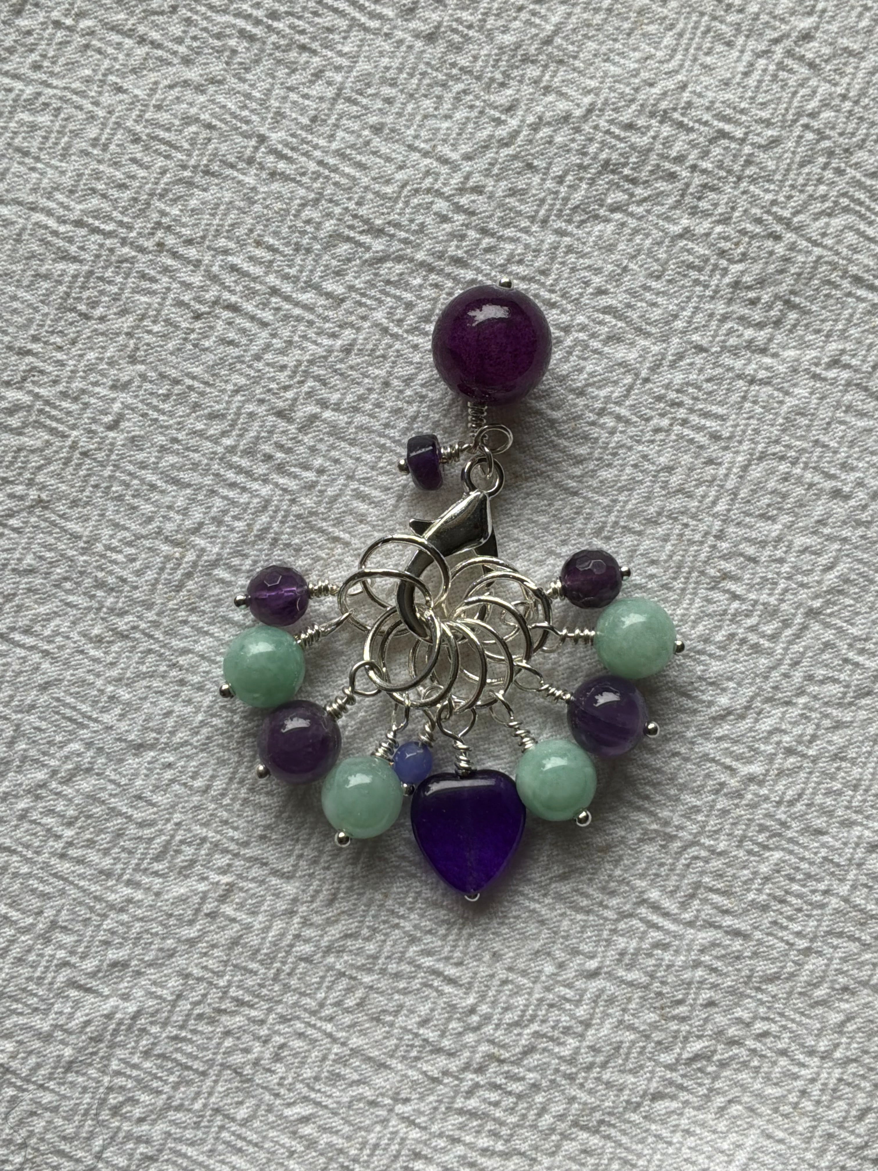 Maskemarkør sæt  Aventurine og Ametyst. Forsølvede markører der passer på op til 7 mm pinde (Kopi)