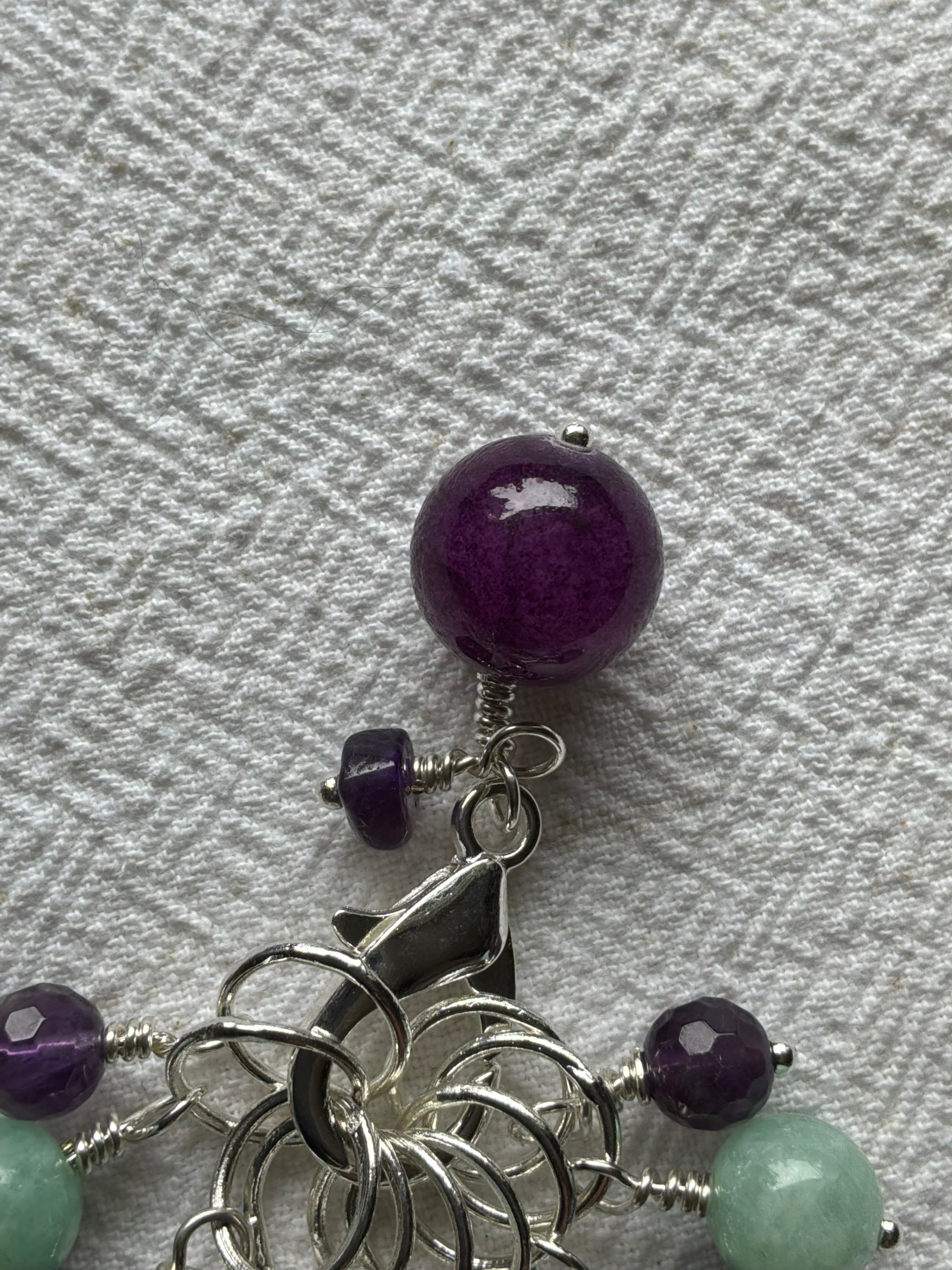 Maskemarkør sæt  Aventurine og Ametyst. Forsølvede markører der passer på op til 7 mm pinde (Kopi)