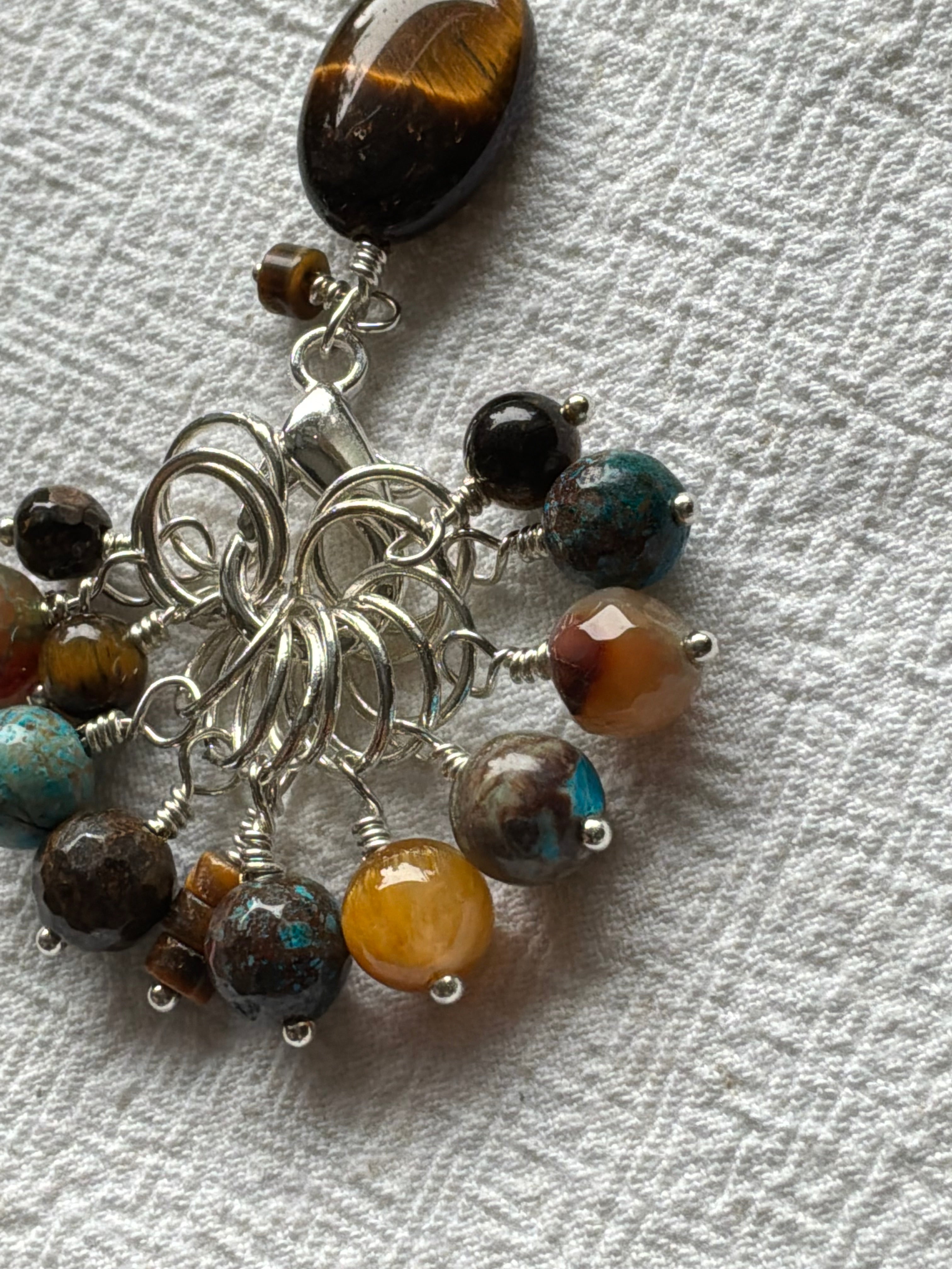 Maskemarkør sæt  Tigerøje, Bronzit, Calsilca. Forsølvede markører der passer på op til 7 mm pinde