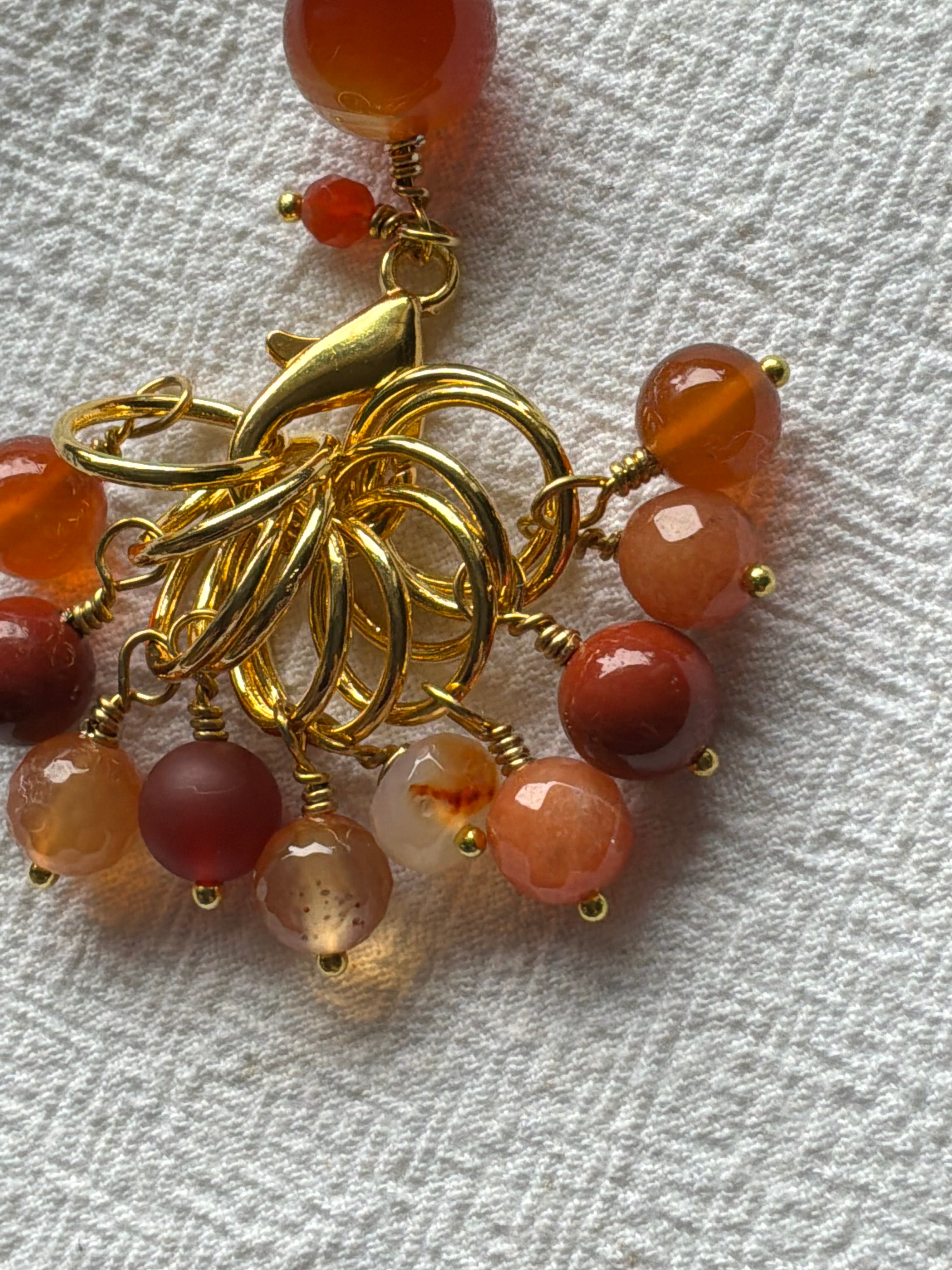 Maskemarkør sæt Carneol, Mookite og Agat. Forgyldte markører der passer på op til 7 mm