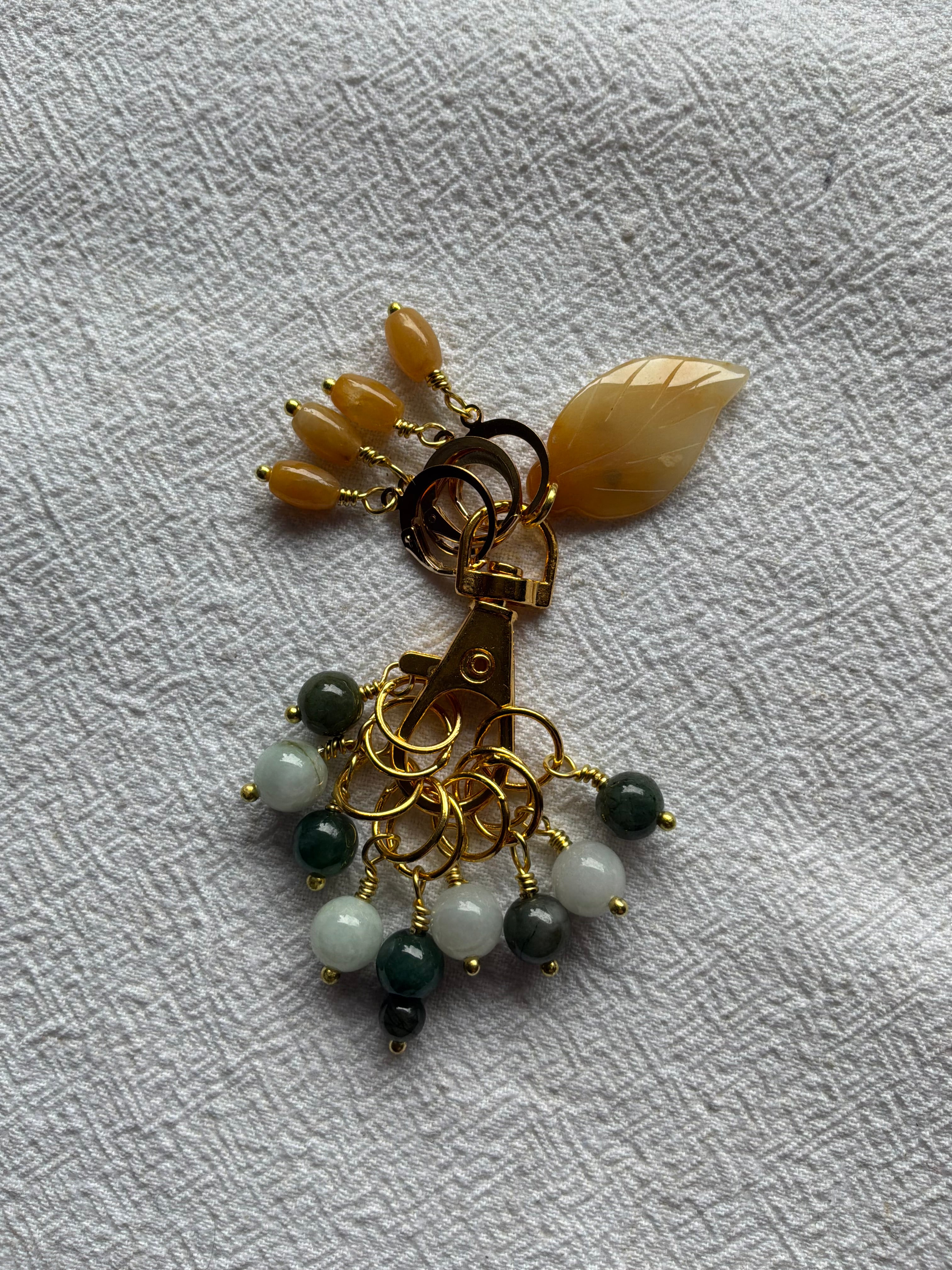 Maskemarkør sæt Jade grøn og gul. Med gul blad på markørholder. Forgyldt op til 7mm og åbenlukkelige (Kopi)